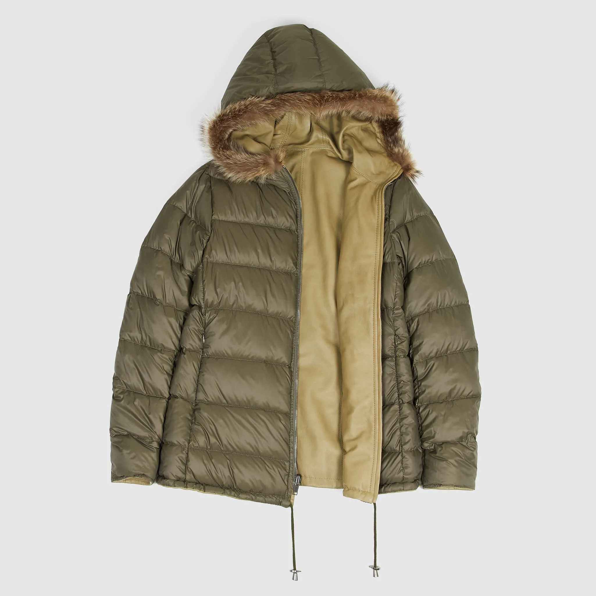 Stewart Ladies Reversible Down Hooded Leather Jacket sold by DeeCee style product image thumbnail 2