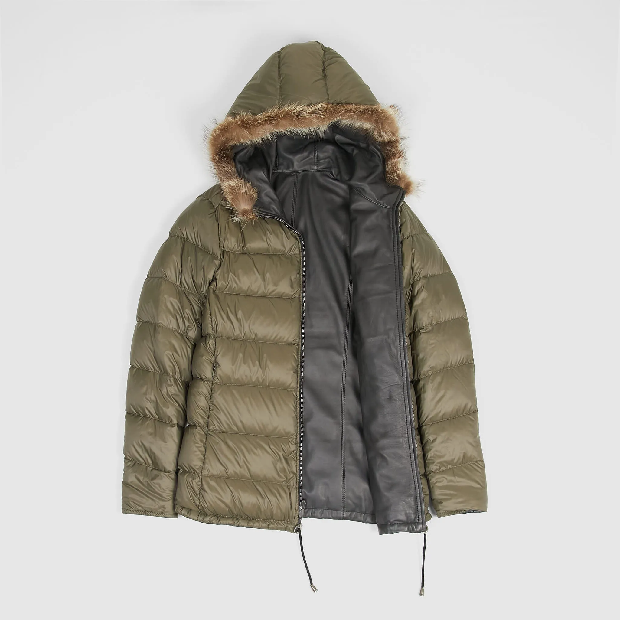 Stewart Ladies Reversible Down Hooded Leather Jacket sold by DeeCee style product image thumbnail 4