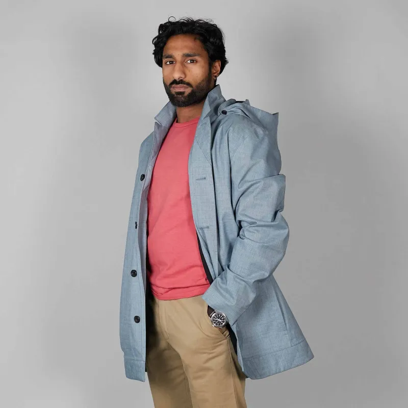 Norwegian Rain Caban Single Breasted Rain Coat Light Blue sold by DeeCee style