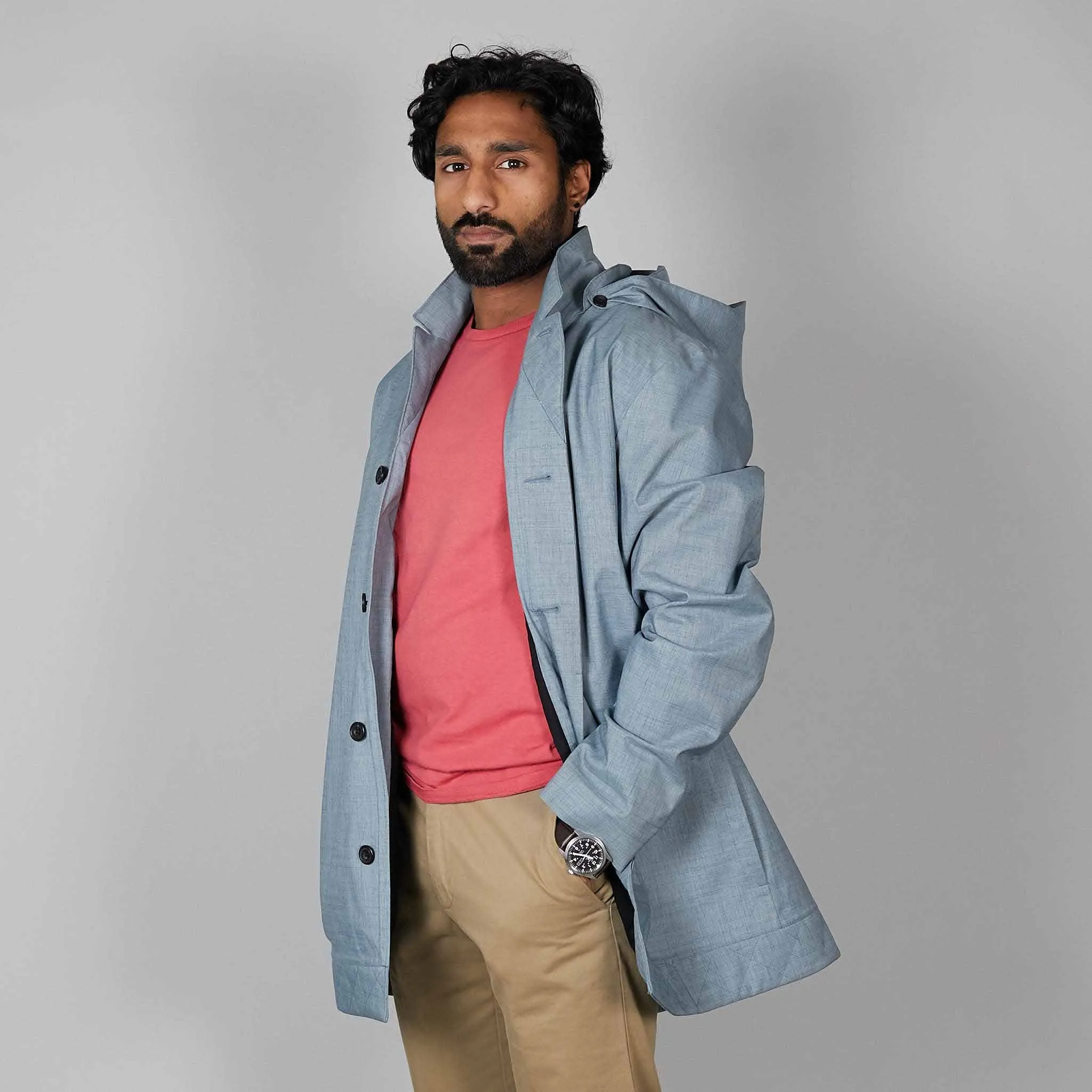Norwegian Rain Caban Single Breasted Rain Coat Light Blue sold by DeeCee style