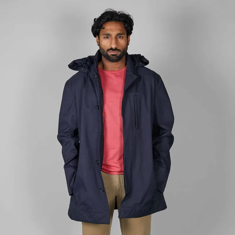 Norwegian Rain Caban Single Breasted Rain Coat Navy sold by DeeCee style