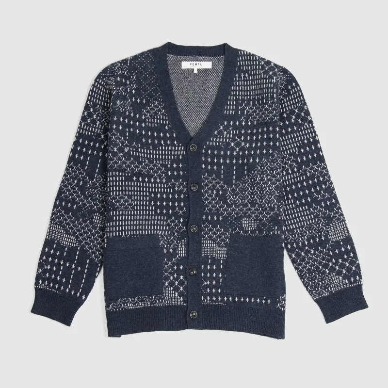 FDMTL Patchwork-Sashiko Wool Cardigan sold by DeeCee style