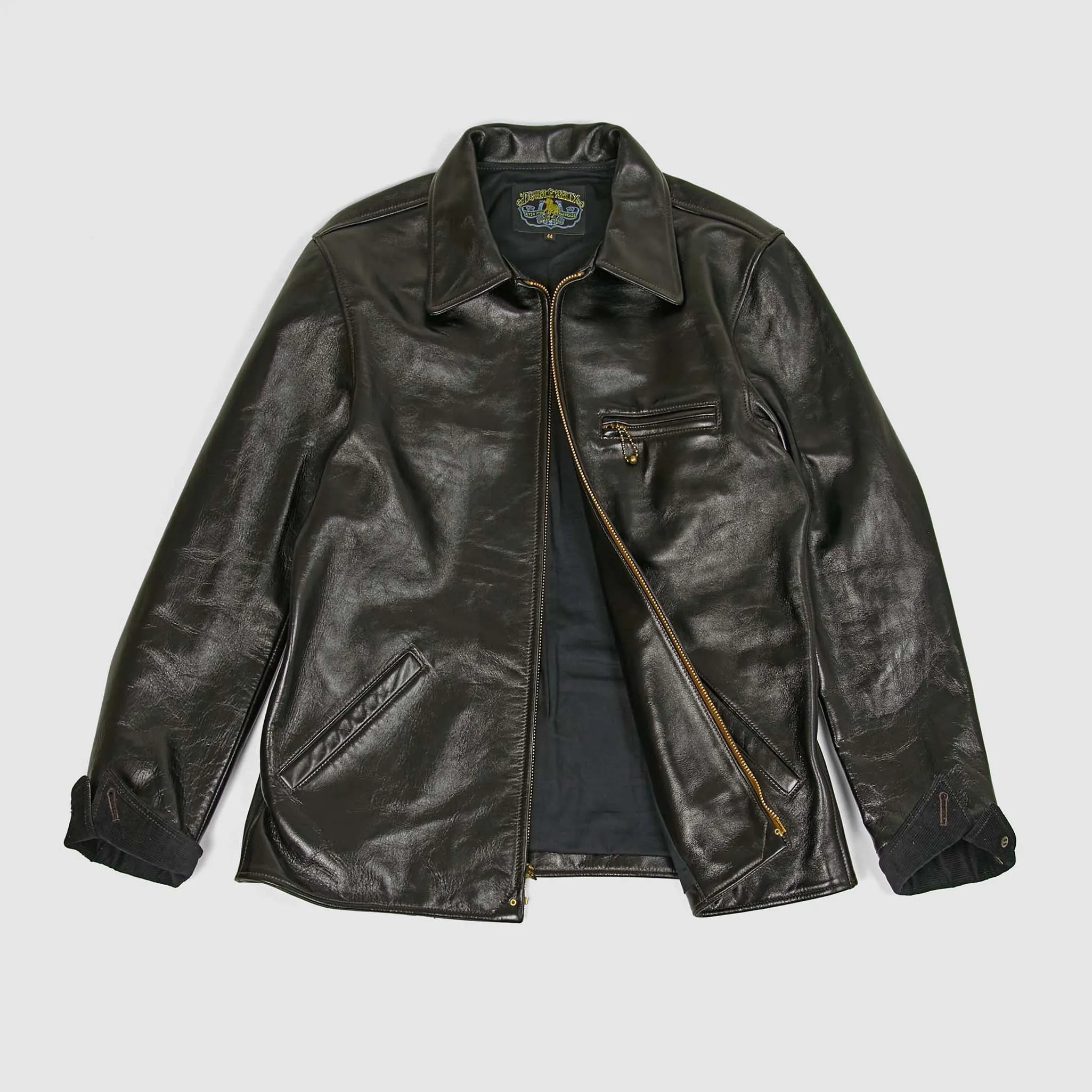 Double Helix Classic 1930's Black Overdyed Horse Leather Jacket sold by DeeCee style product image thumbnail 3
