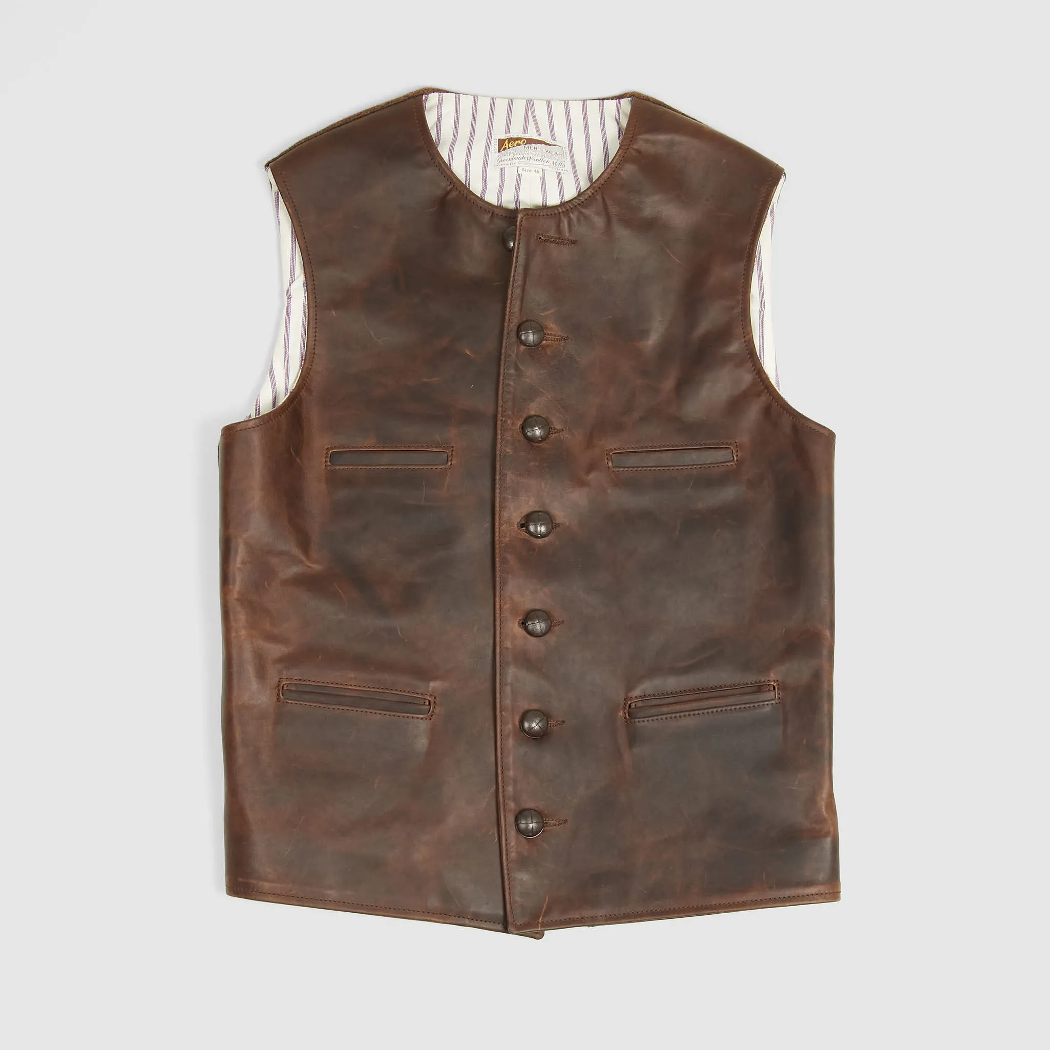Aero Leathers Shackleton Wool-Leather Vest sold by DeeCee style