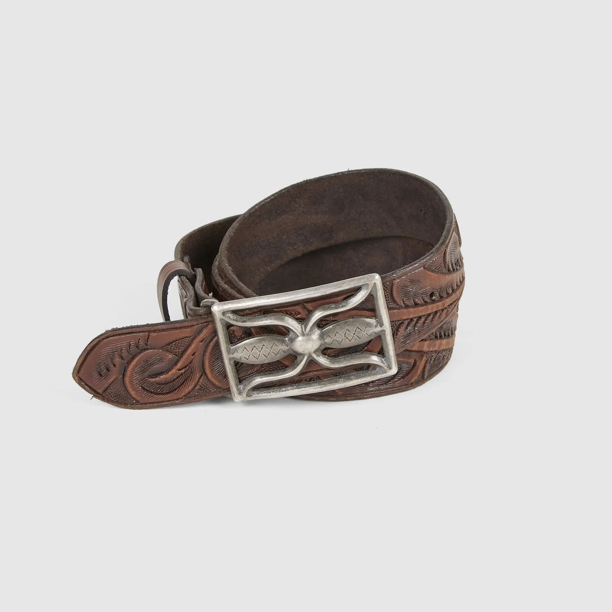 Double RL Hand Tooled Western-Buckle Belt sold by DeeCee style