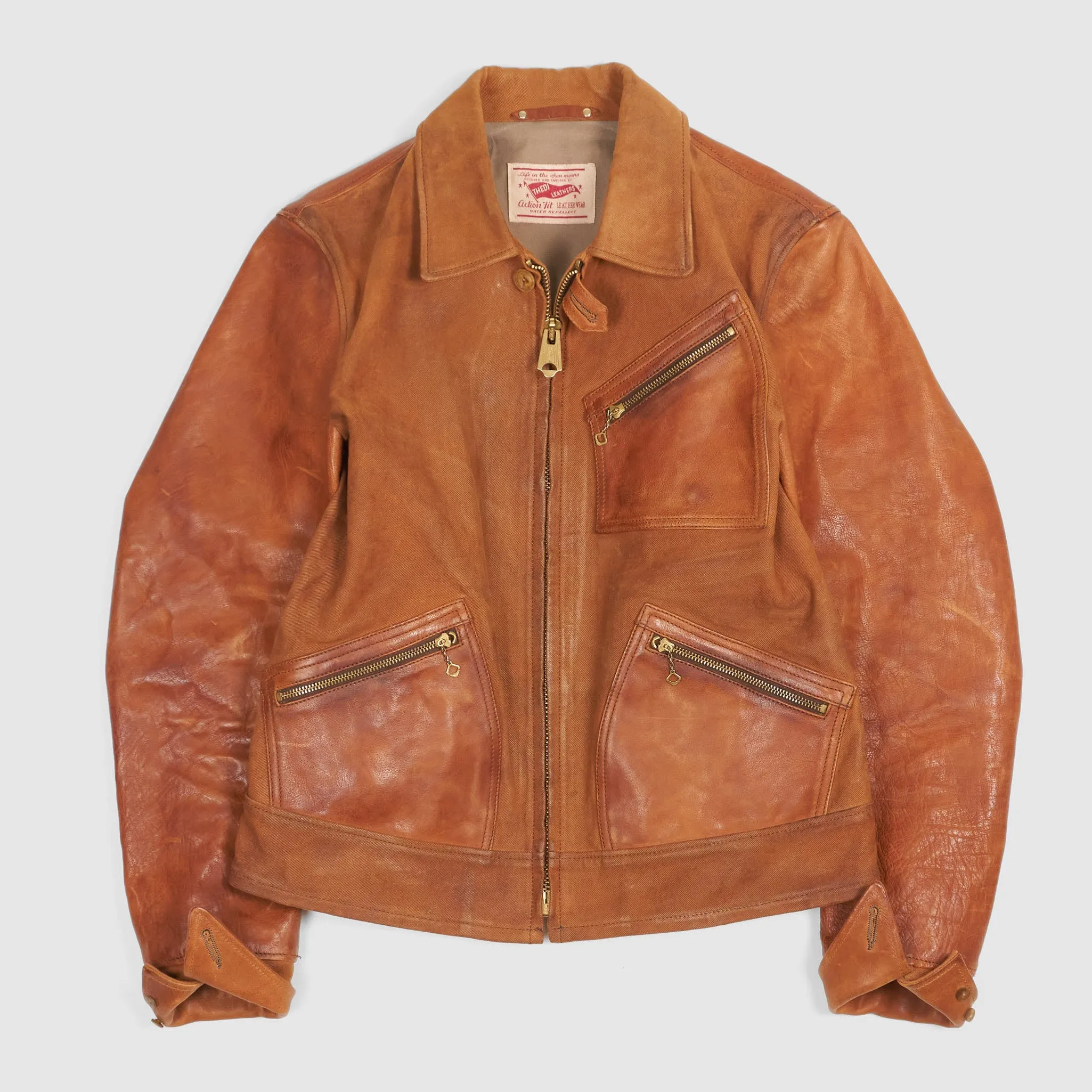 Thedi Leathers 2-Tone Canvas Buffalo Leather Jacket sold by DeeCee style