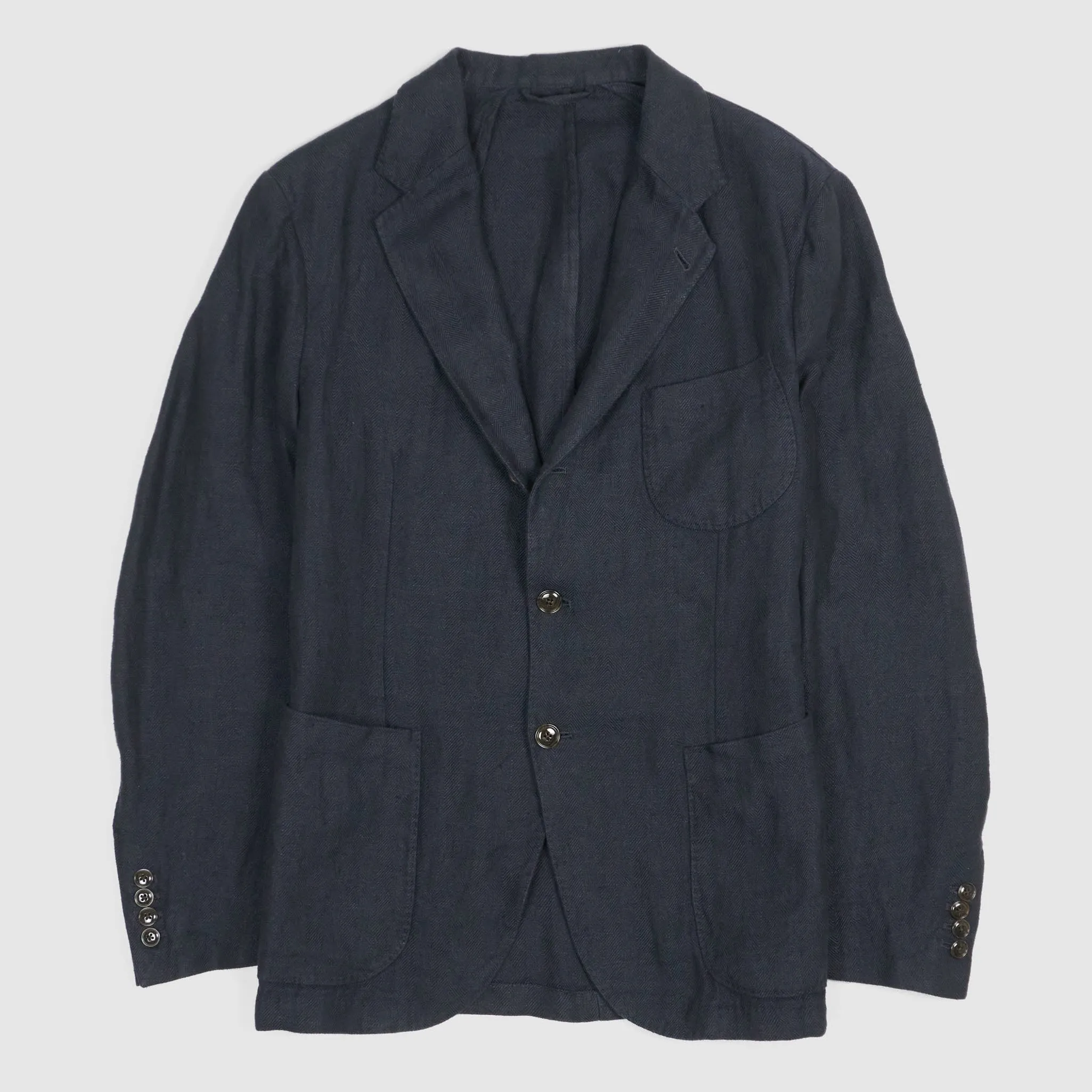 Man 1924 Kennedy Linen Herringbone Blazer 3 Navy sold by DeeCee style