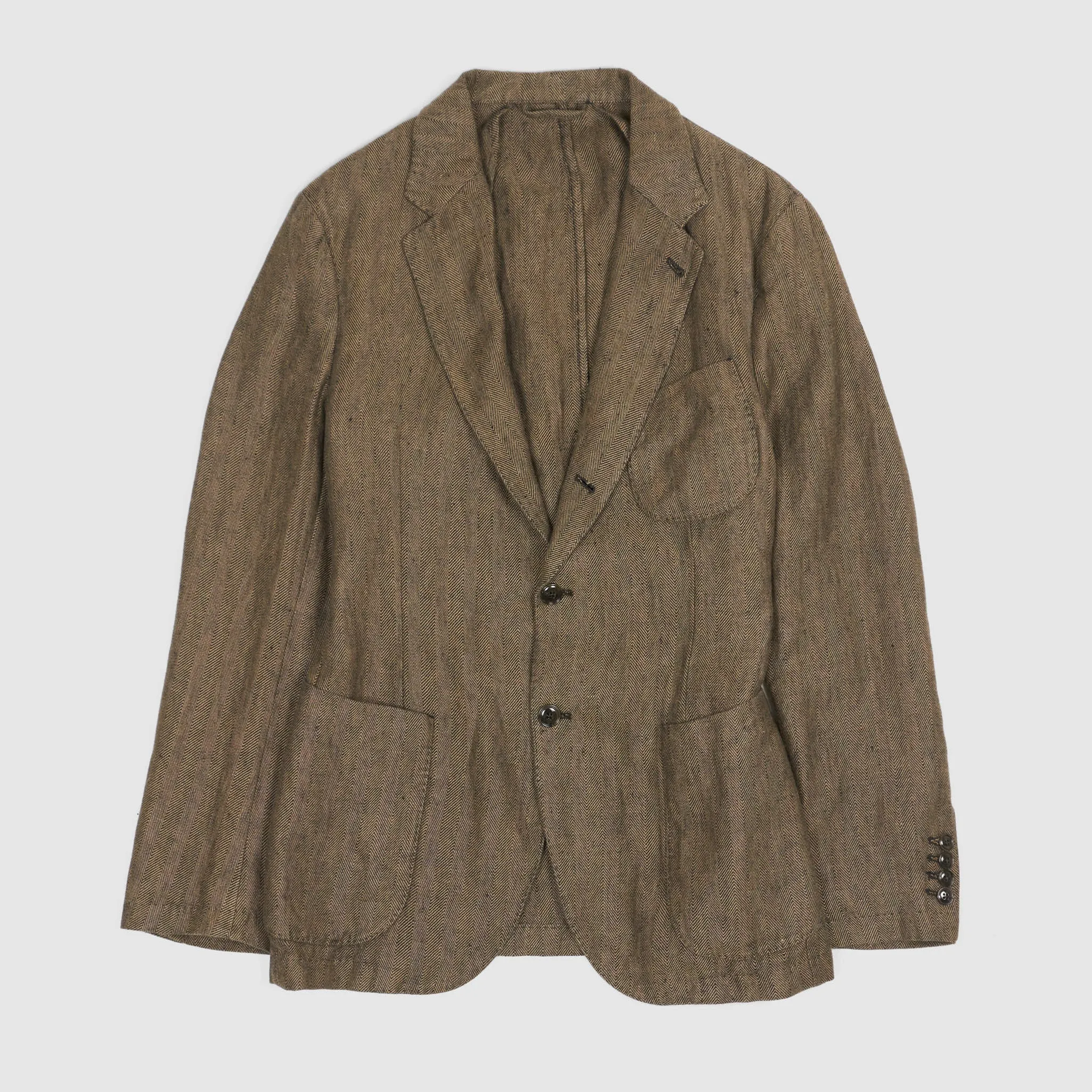 Man 1924 Kennedy Linen Herringbone Blazer 2 Beige sold by DeeCee style