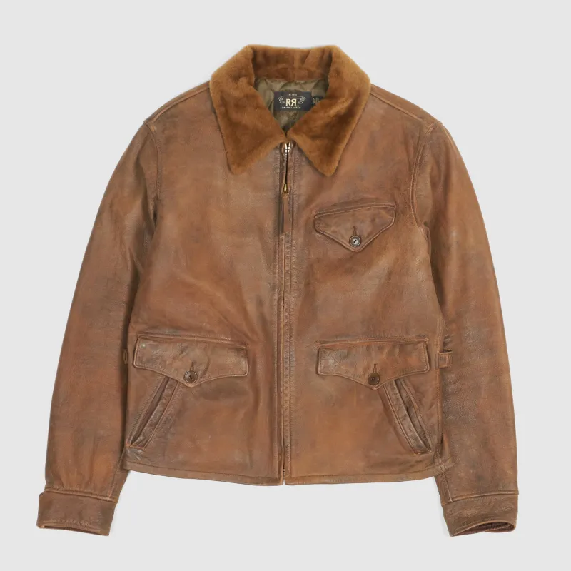 Double RL Shearling- Collar Leather Jacket sold by DeeCee style