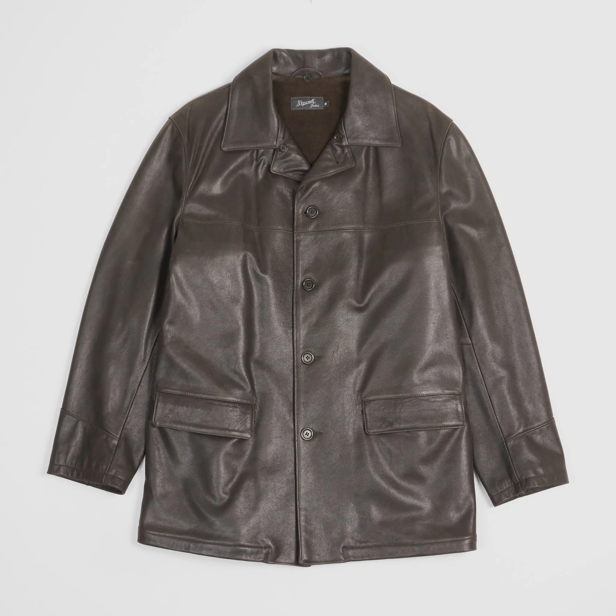 Stewart Leather Car Coat Removable Shearling Collar sold by DeeCee style
