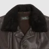 Stewart Leather Car Coat Removable Shearling Collar sold by DeeCee style
