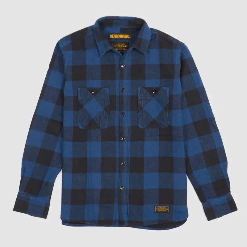 Neighborhood Blue Black Plaid Cotton Overshirt Fuck Em [Archive] sold by DeeCee style