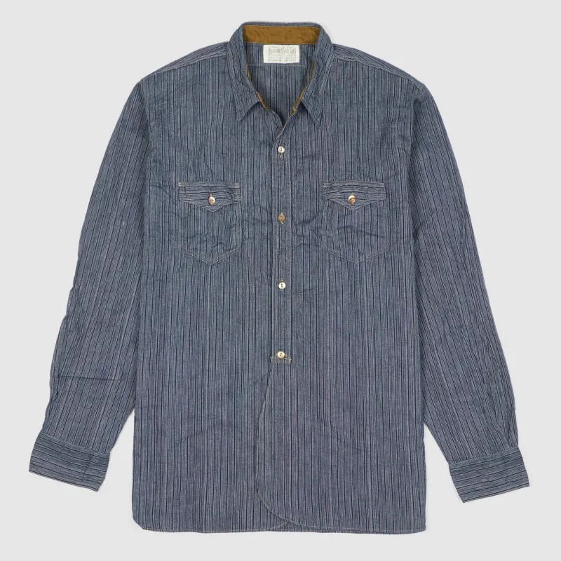 Sugar Cane Multi Stripped Indigo Dyed Work Shirt sold by DeeCee style
