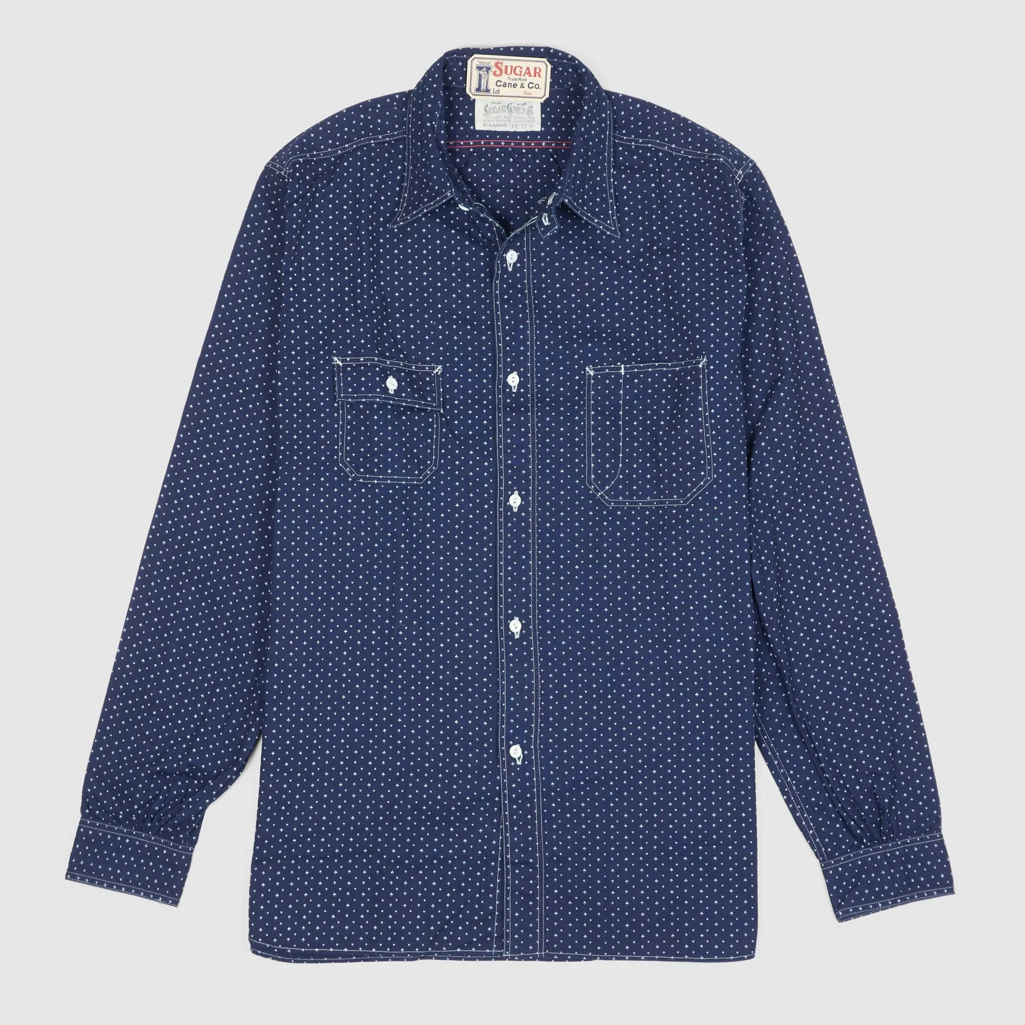 Sugar Cane Indigo Dyed Gambler Work Shirt sold by DeeCee style