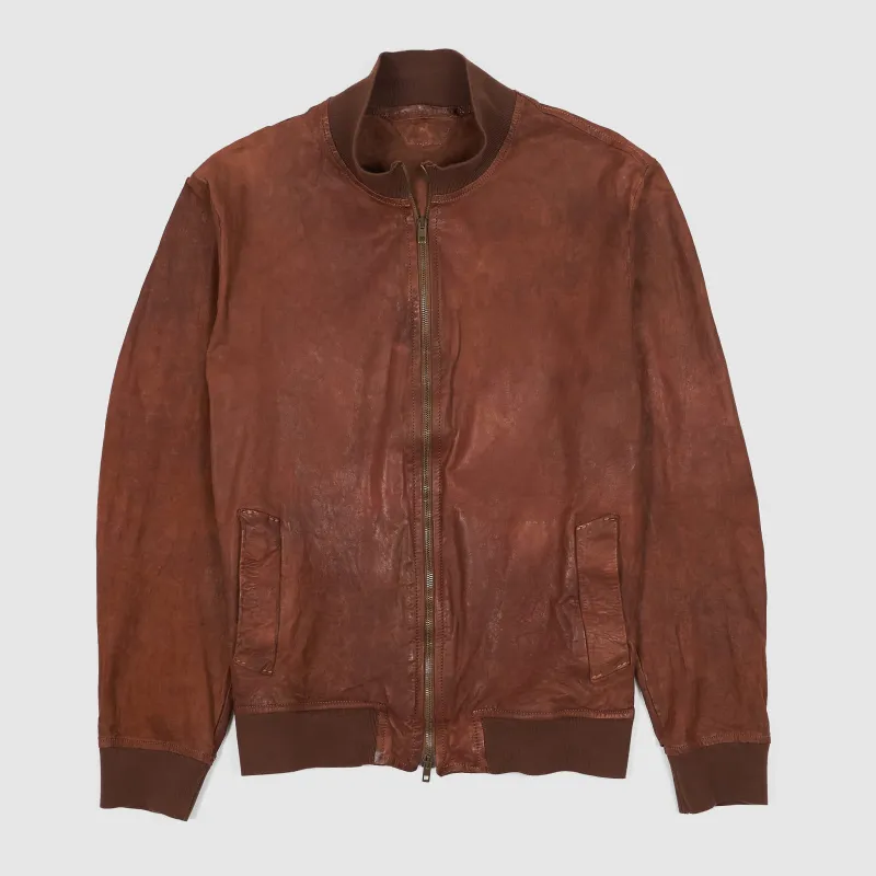 Salvatore Santoro Unlined Washed Leather Lumber Jacket sold by DeeCee style