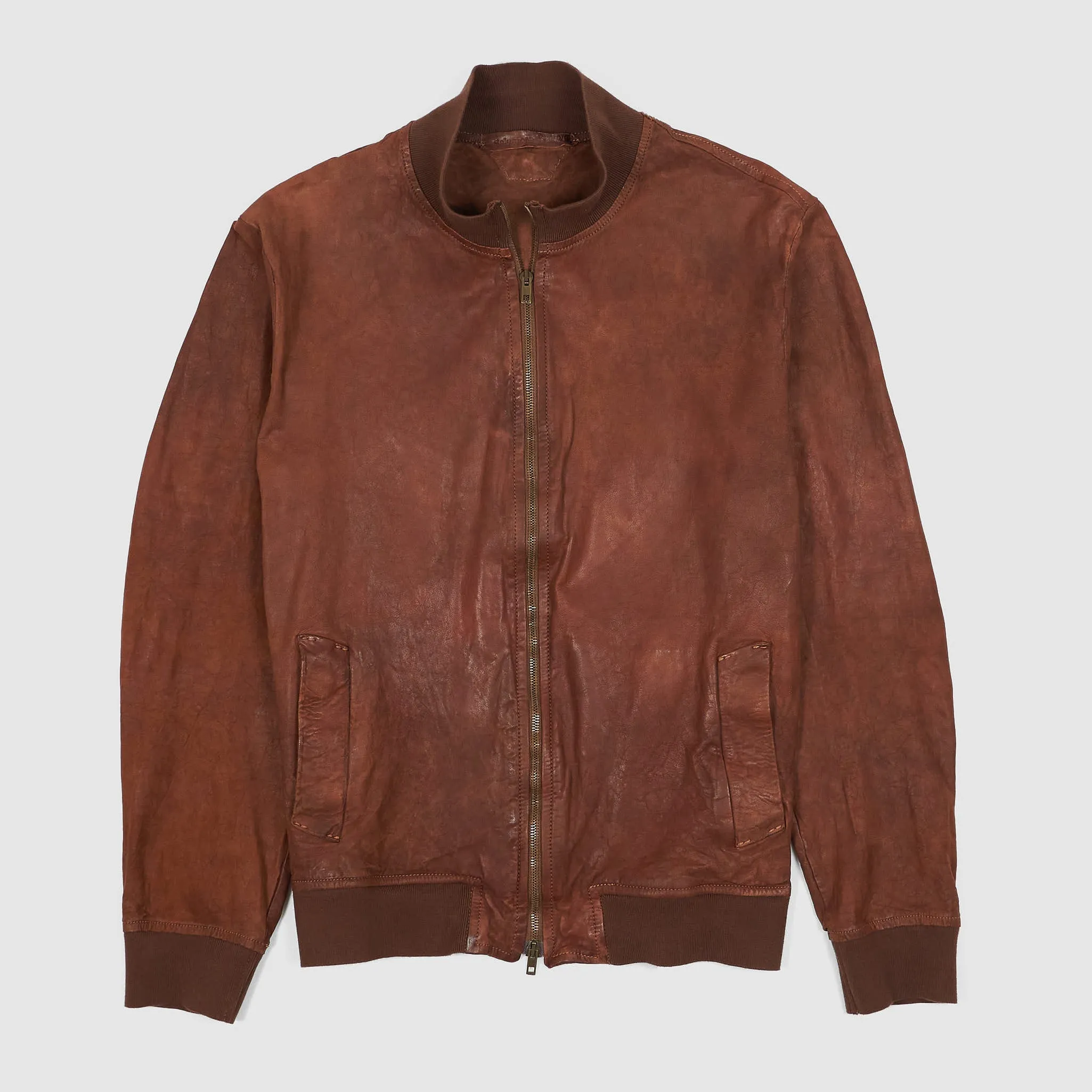 Salvatore Santoro Unlined Washed Leather Lumber Jacket sold by DeeCee style