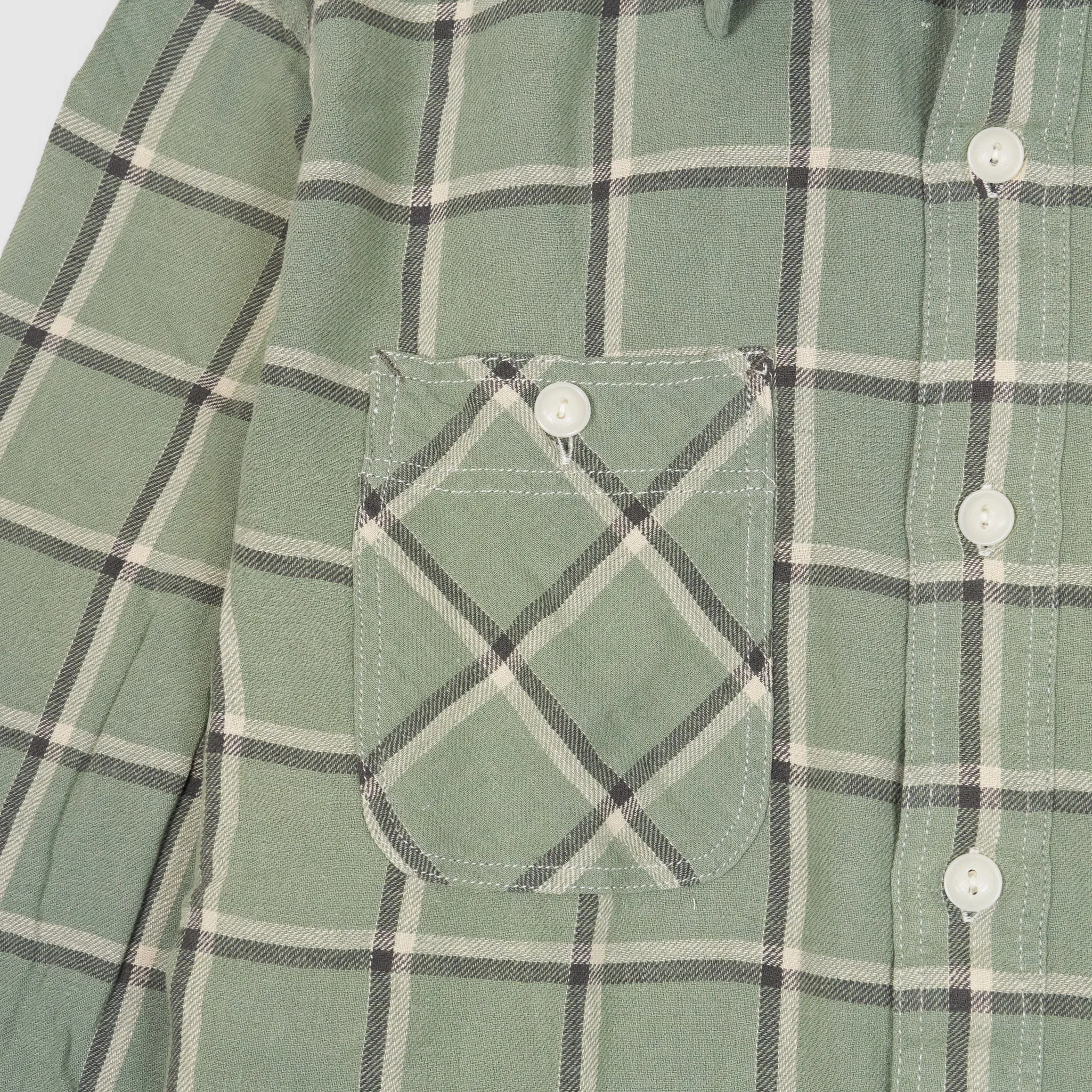 Double RL Checked Light Soft Twill Work Shirt Light Green sold by DeeCee style product image thumbnail 5