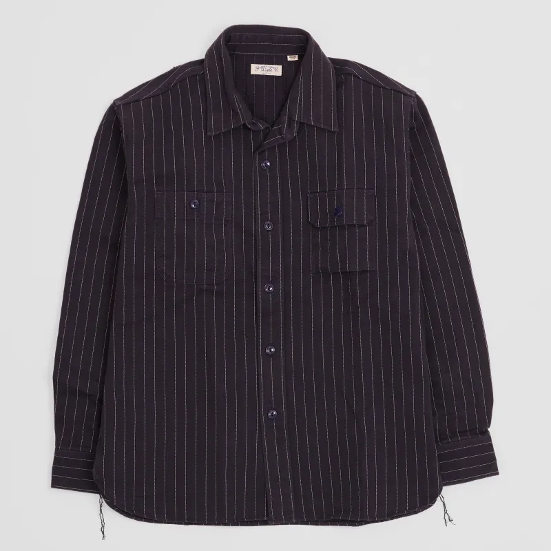 Sugar Cane CO. Woven Pinstripe Work Shirt sold by DeeCee style