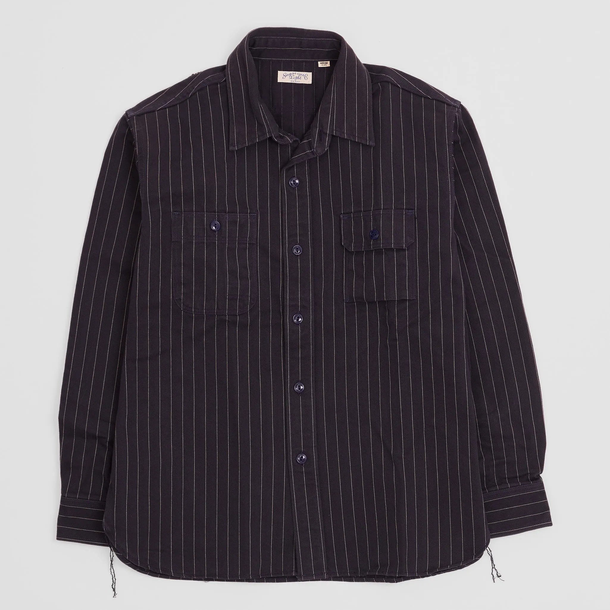Sugar Cane CO. Woven Pinstripe Work Shirt sold by DeeCee style