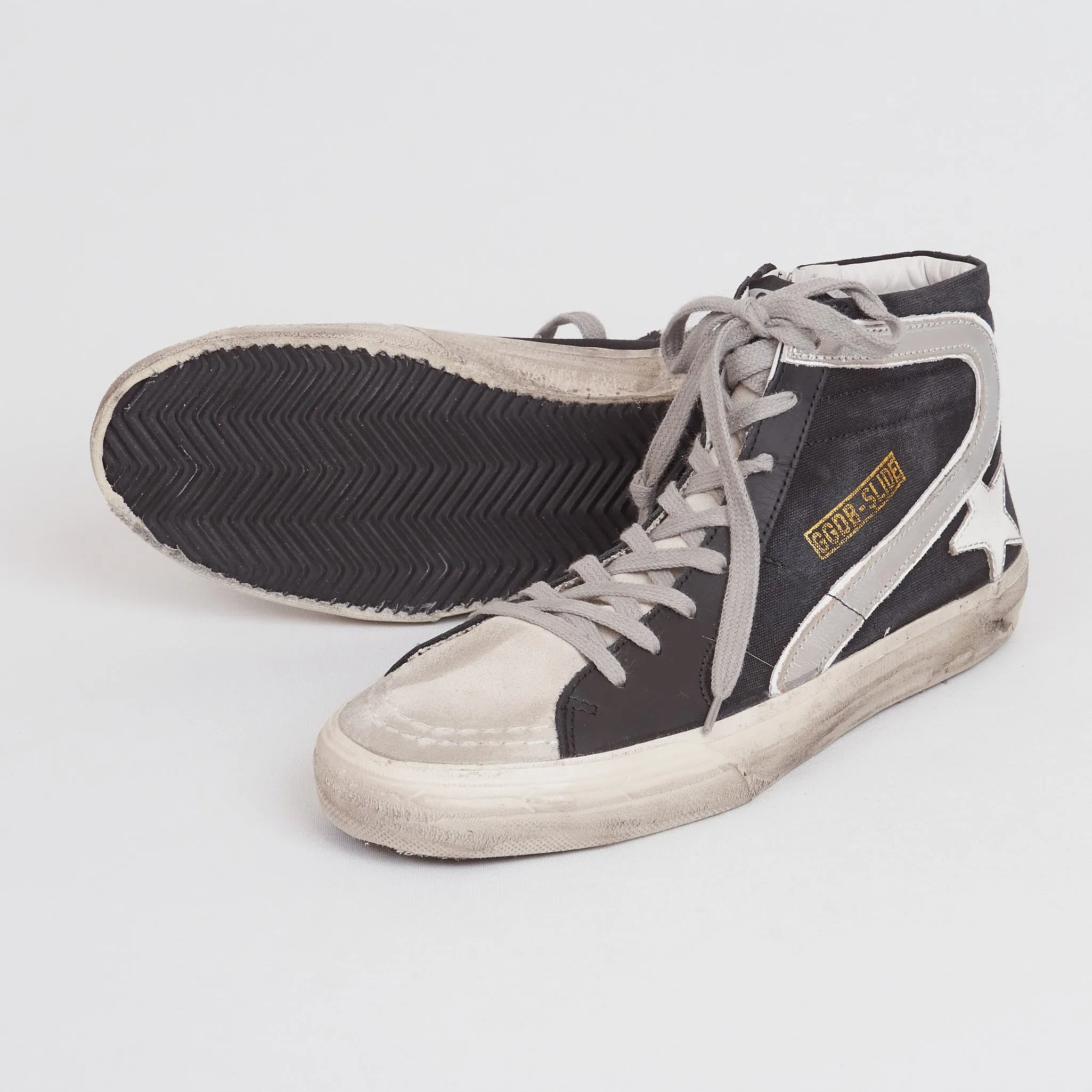 Golden Goose High Black Canvas Silver Slide Sneakers sold by DeeCee style product image thumbnail 2