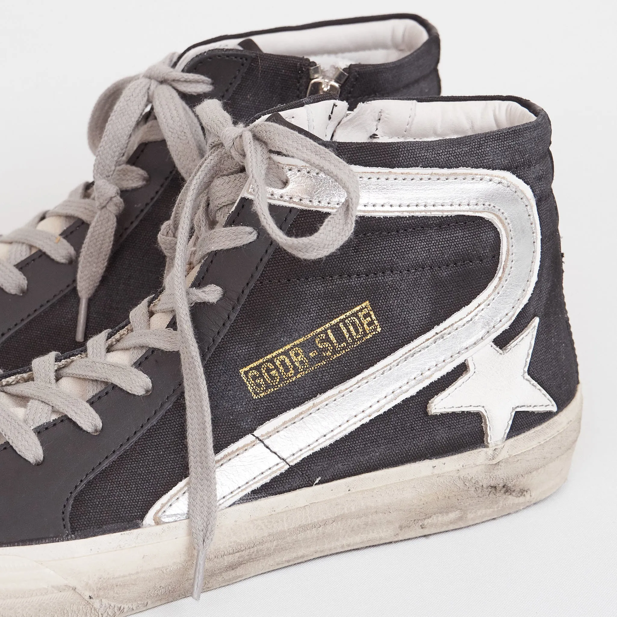 Golden Goose High Black Canvas Silver Slide Sneakers sold by DeeCee style product image thumbnail 3