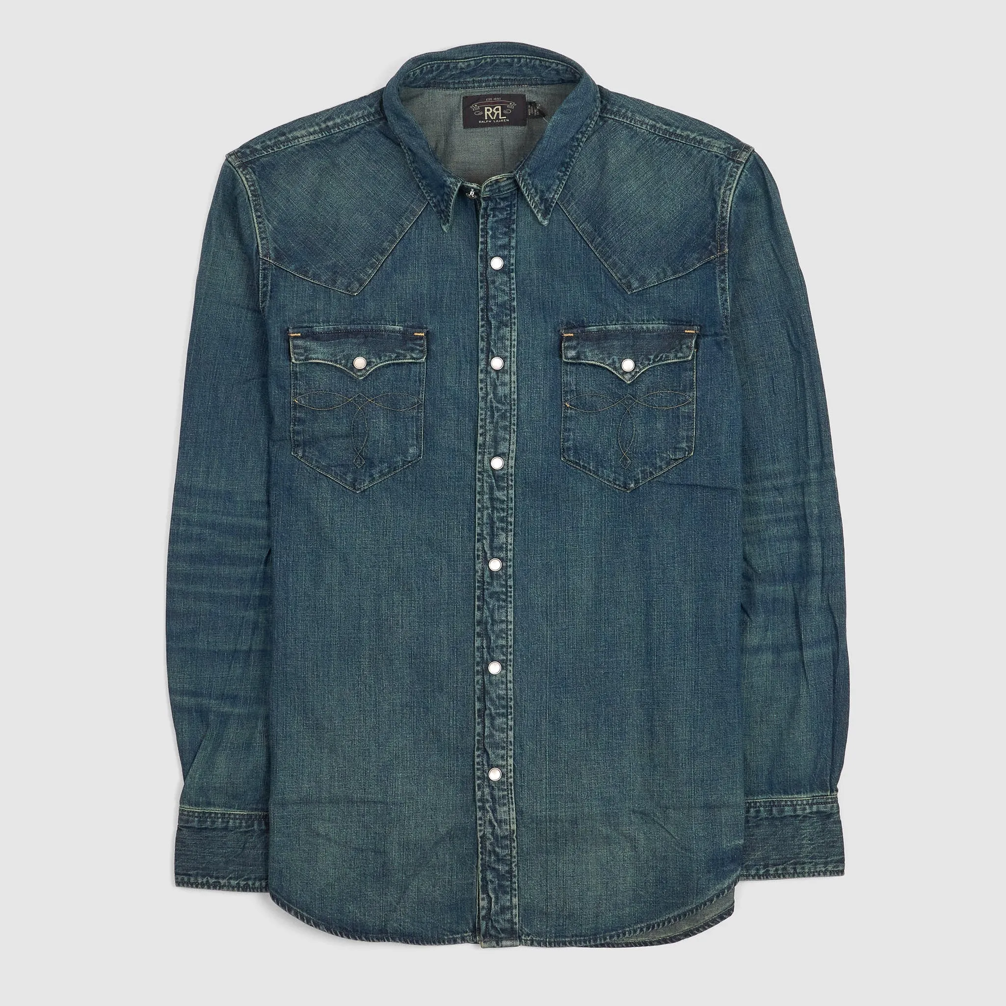 Double RL Vintage Classic Denim Shirt Stone Washed sold by DeeCee style
