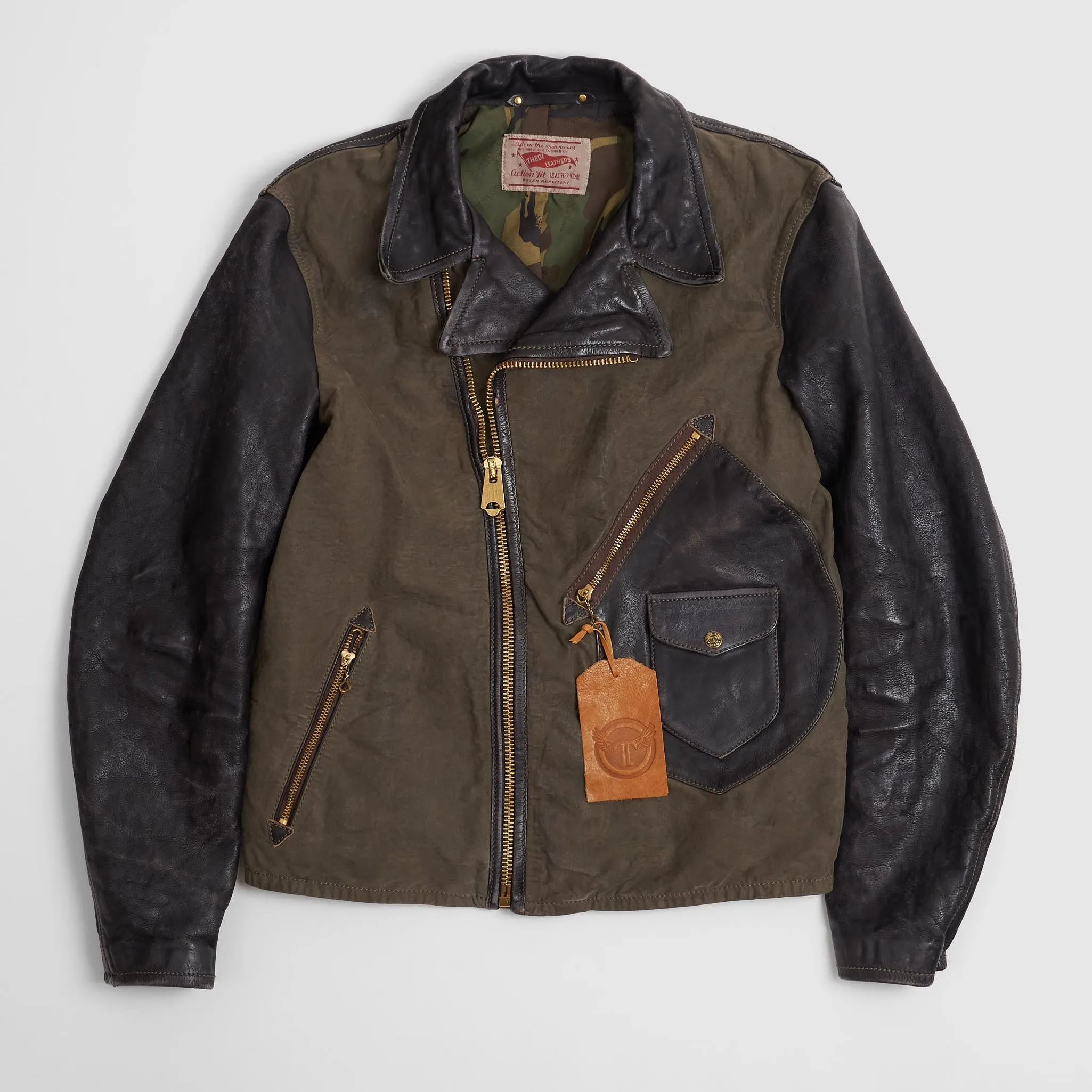 Thedi Leathers Vintage Style D-Pocket Motorcycle Jacket sold by DeeCee style