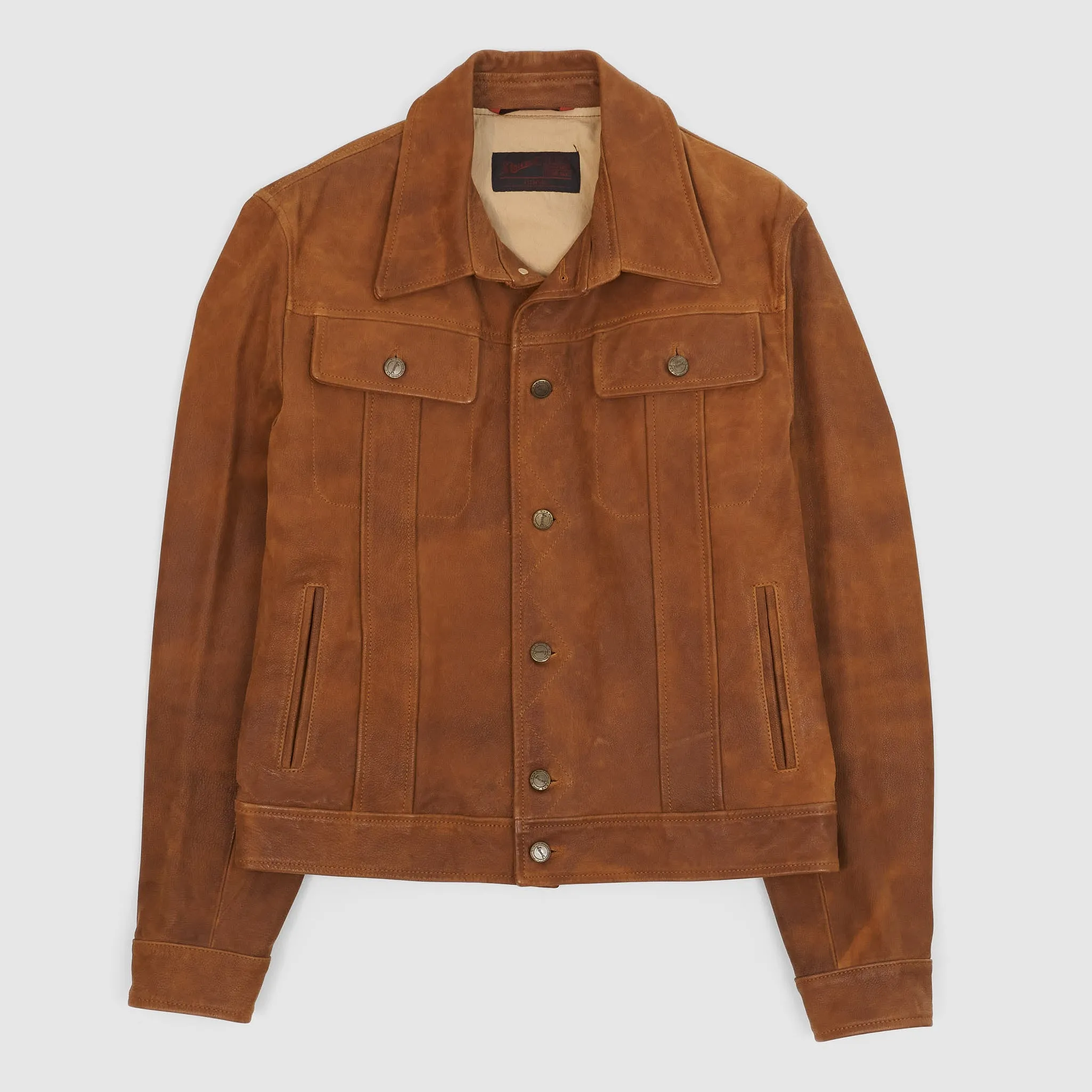 Stewart Leather Jeans Trucker Jacket sold by DeeCee style