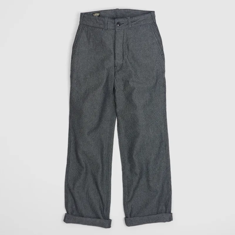 Black Sign Wide Sashiko Chino Trousers sold by DeeCee style