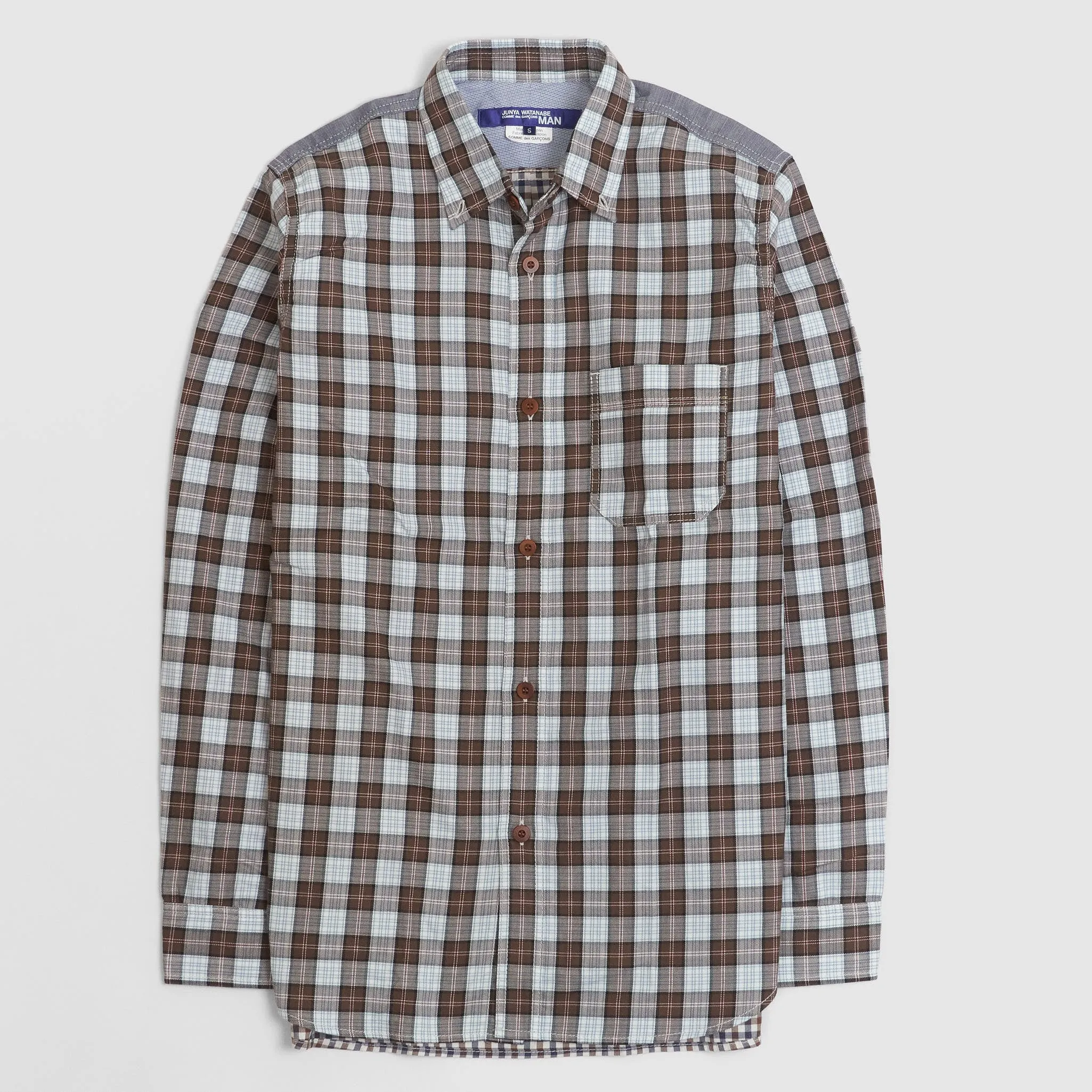 Junya Watanabe Man Brown Check Shirt sold by DeeCee style