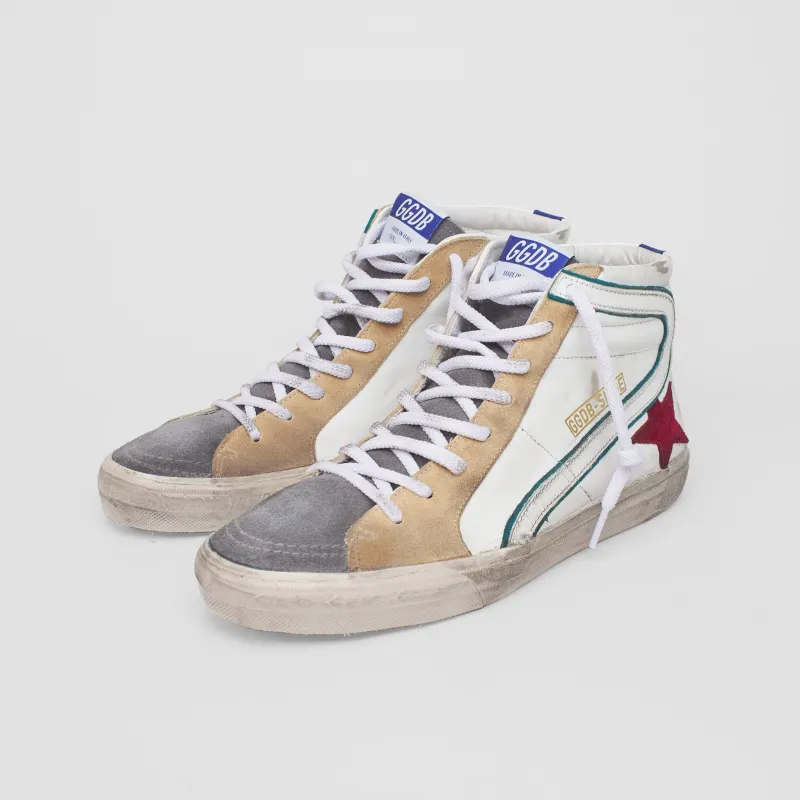 Golden Goose High White Green Red Blue Slide Sneakers sold by DeeCee style