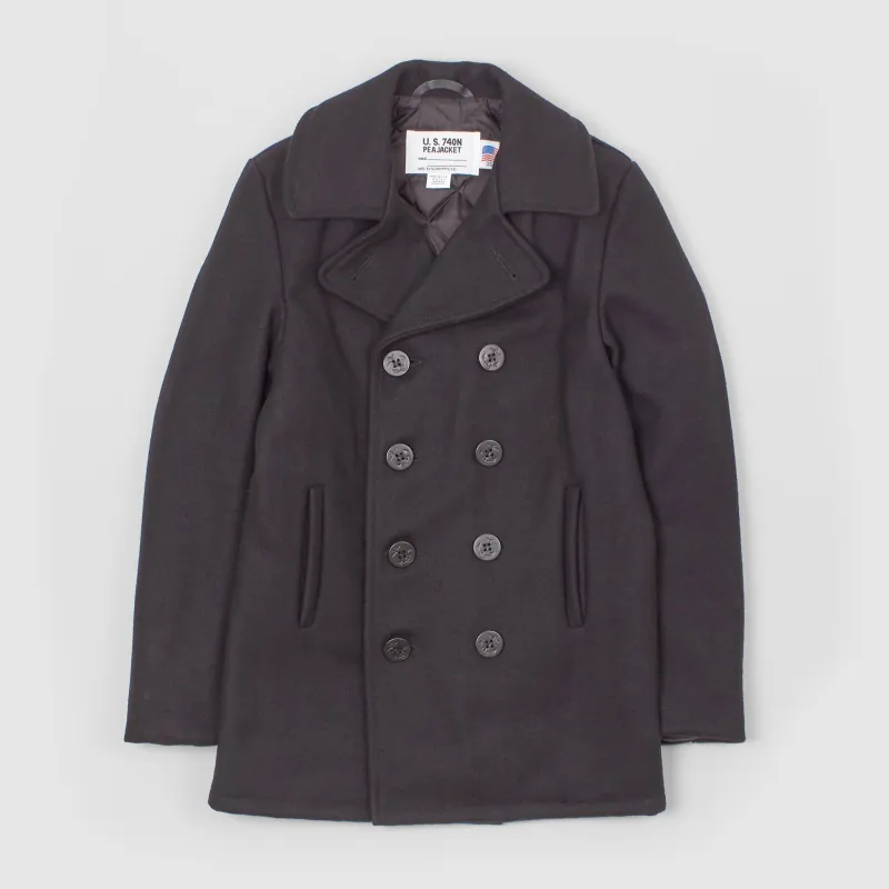 Schott Wool Navy Pea Coat sold by DeeCee style