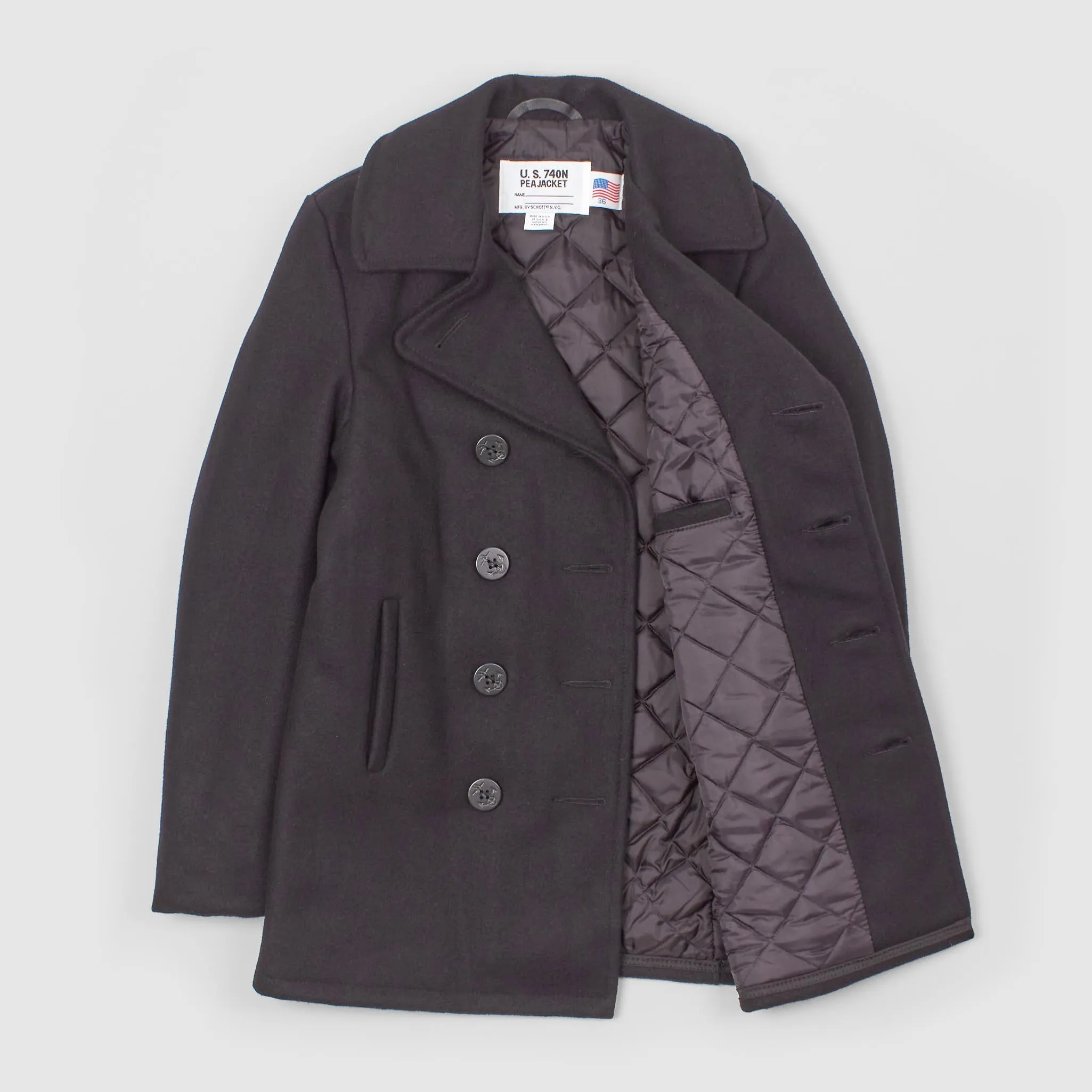 Schott Wool Navy Pea Coat sold by DeeCee style product image thumbnail 2