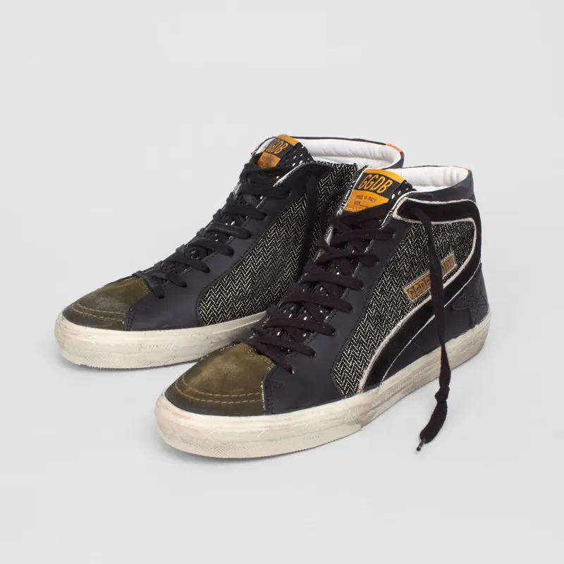 Golden Goose High Black Green Orange Slide Sneakers sold by DeeCee style