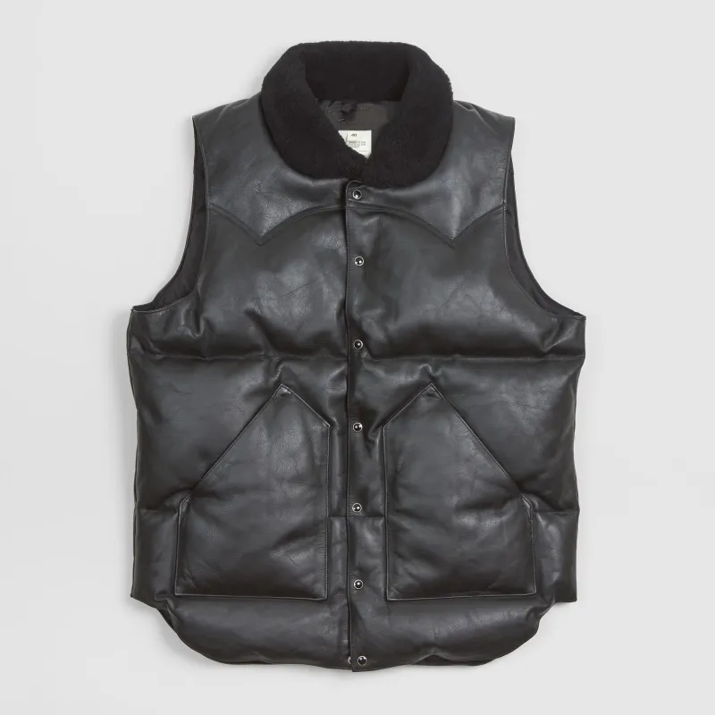 Rocky Mountain Featherbed Black Leather Down Vest sold by DeeCee style