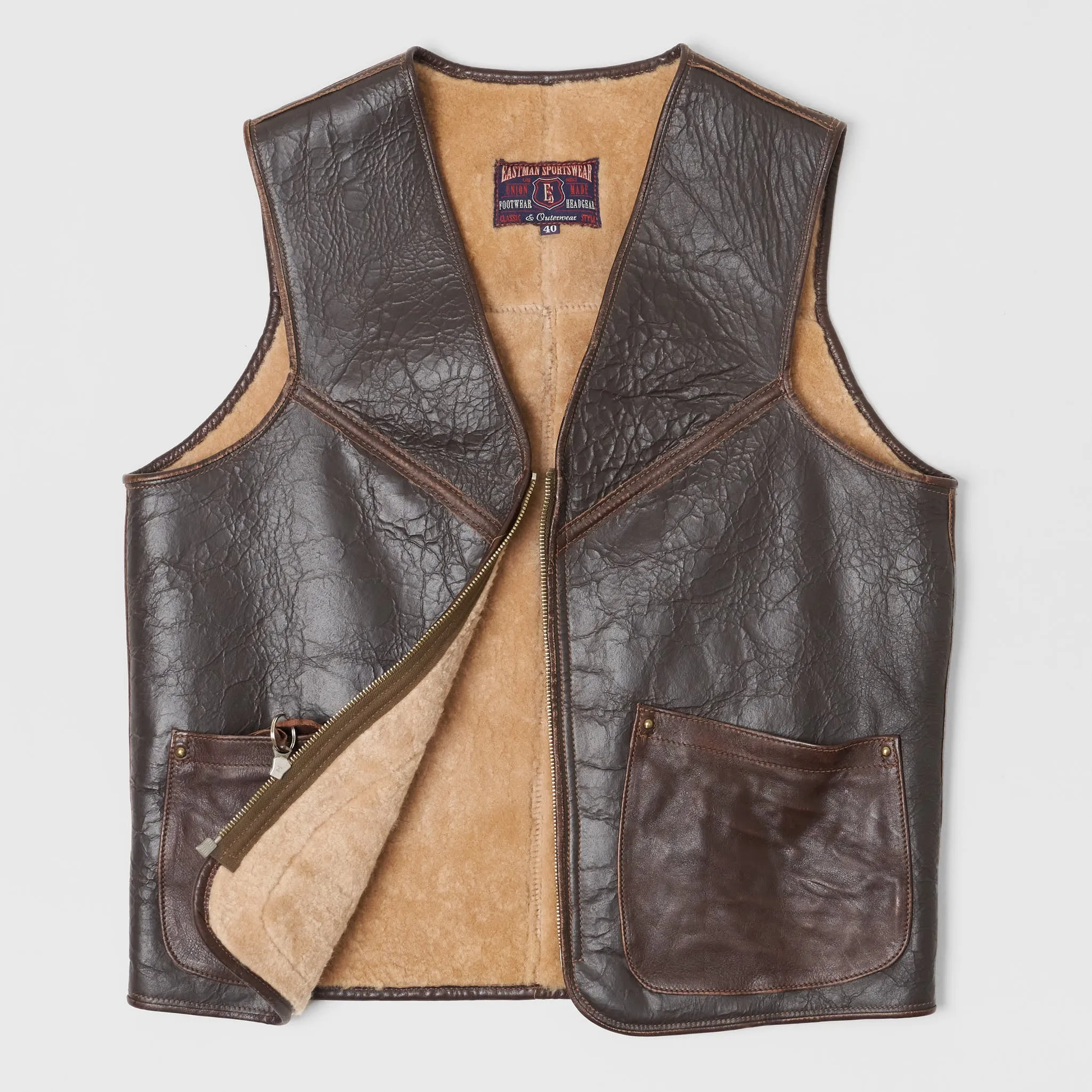 Eastman Shearling Biker Vest Dark Brown sold by DeeCee style product image thumbnail 2