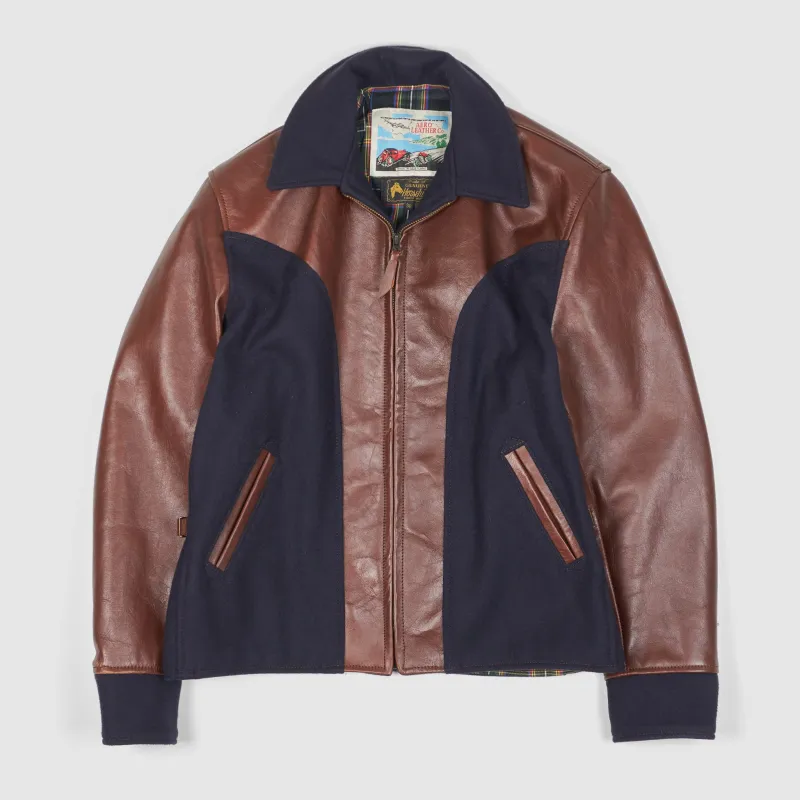 Aero Leathers Wool & Horse-Leather Halfbelt Jacket sold by DeeCee style