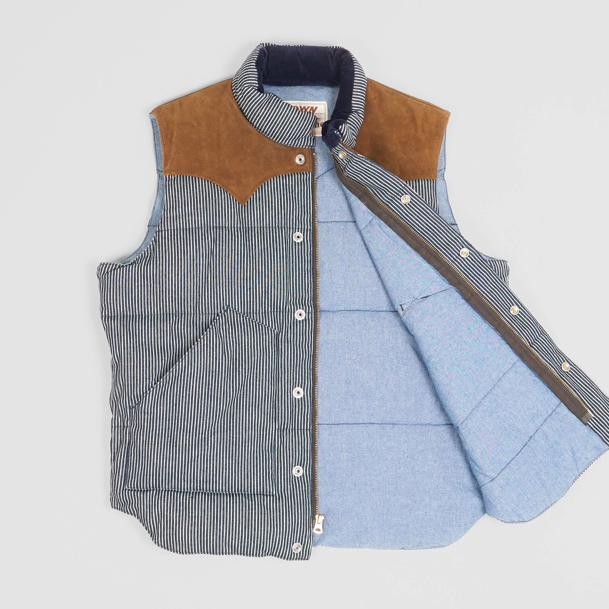 Sugar Cane Denim Stripe Down Vest sold by DeeCee style product image thumbnail 2