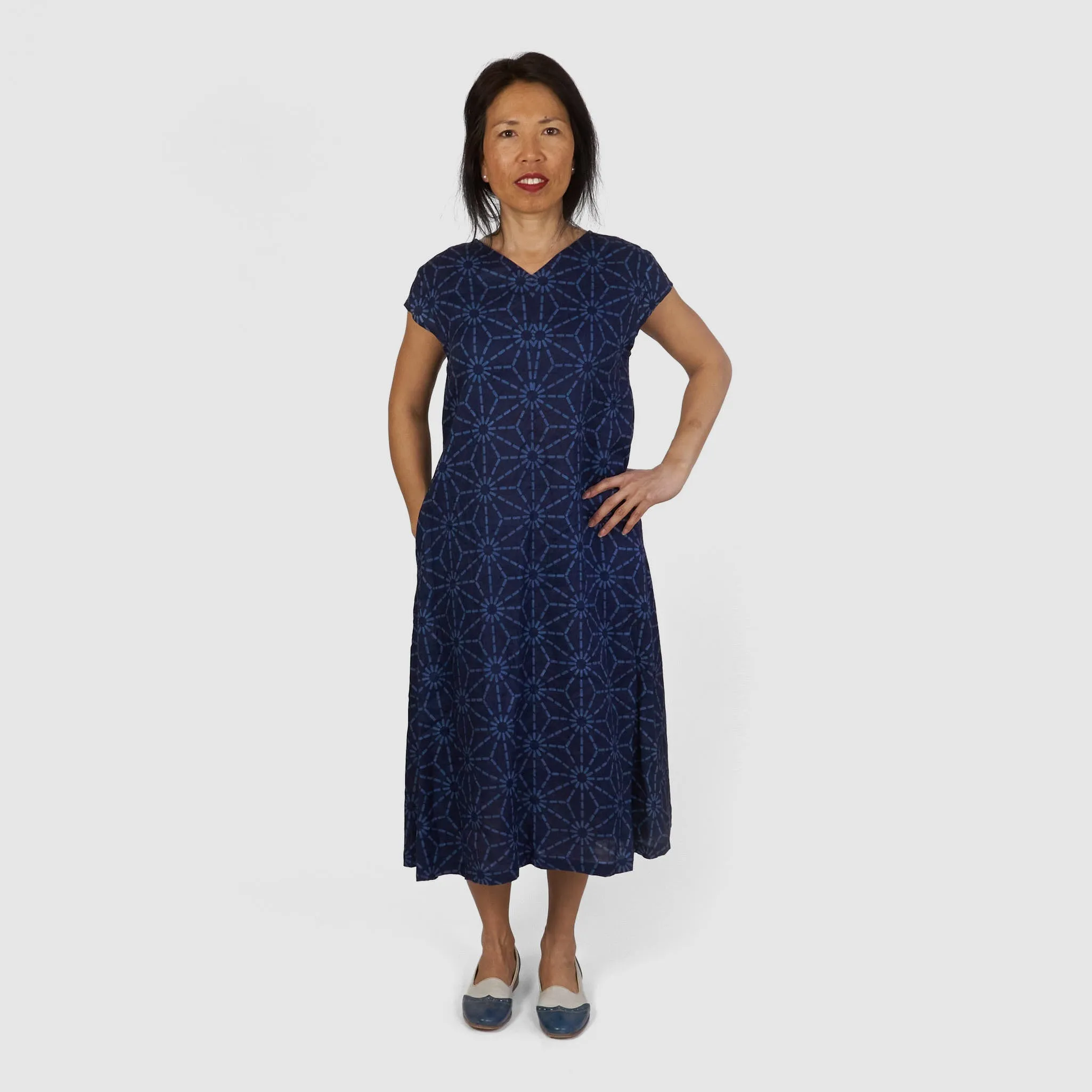 Blue Blue Japan Ladies Linen Asanoha Dress sold by DeeCee style
