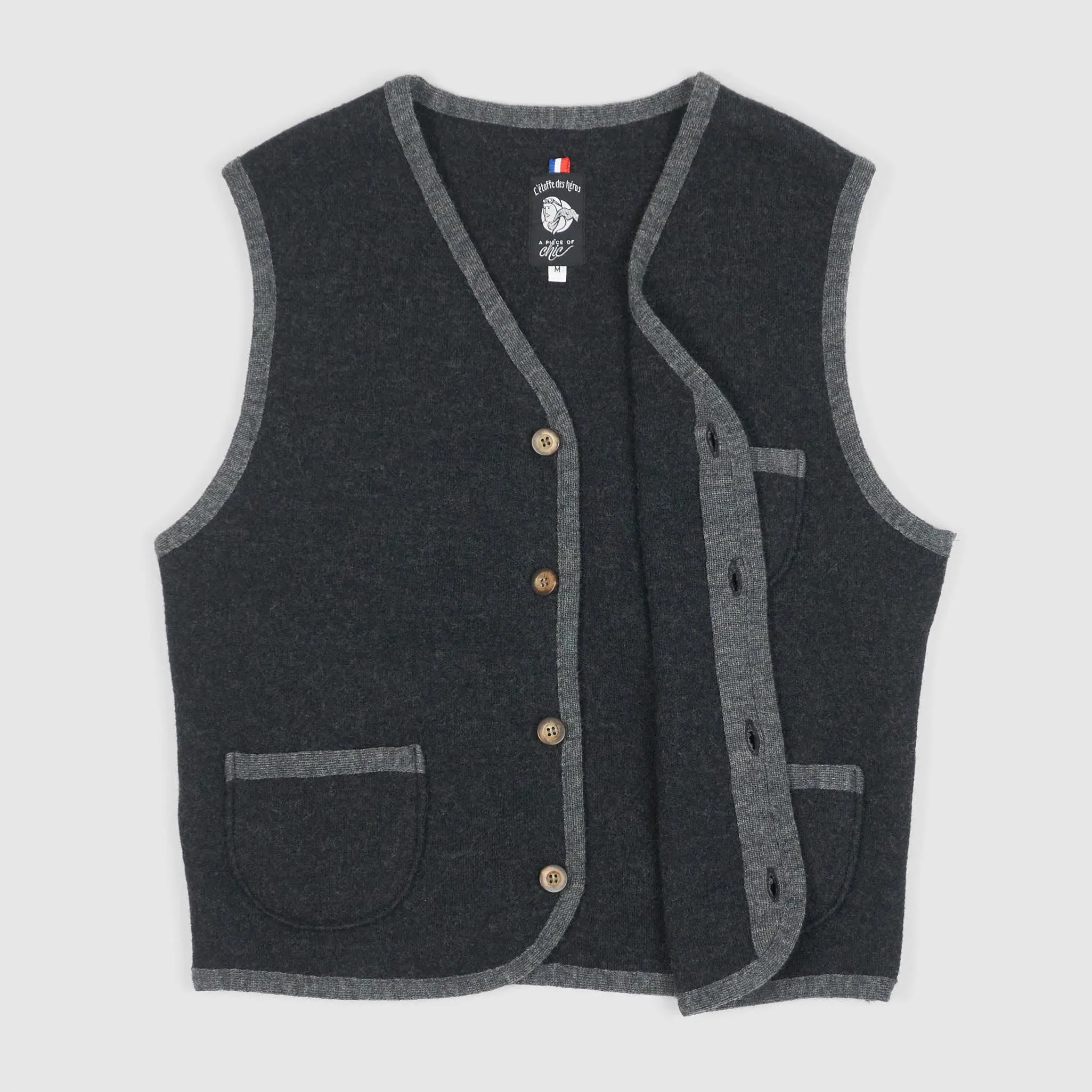 A Piece of Chic Black and Gray Wool Vest sold by DeeCee style product image thumbnail 2
