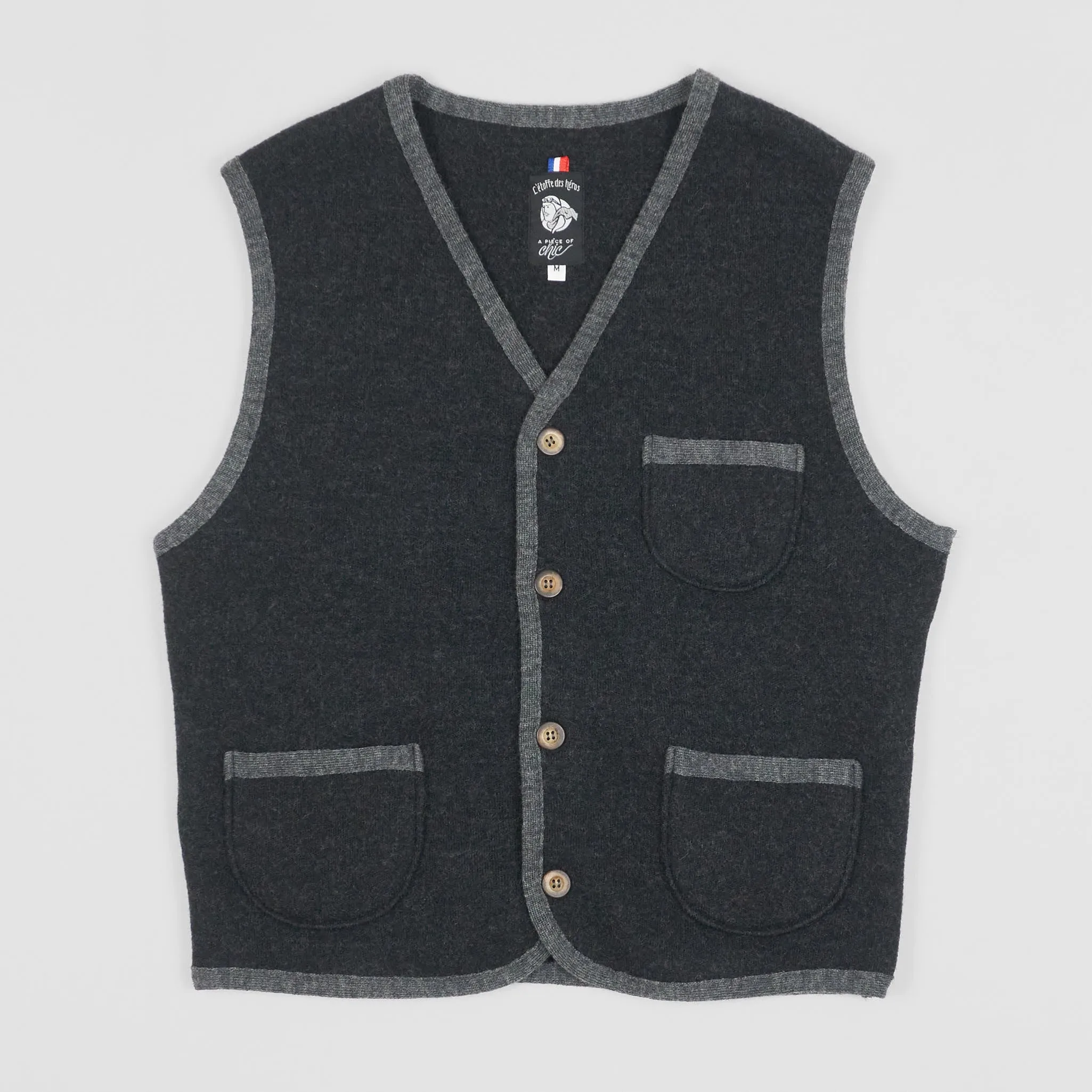 A Piece of Chic Black and Gray Wool Vest sold by DeeCee style