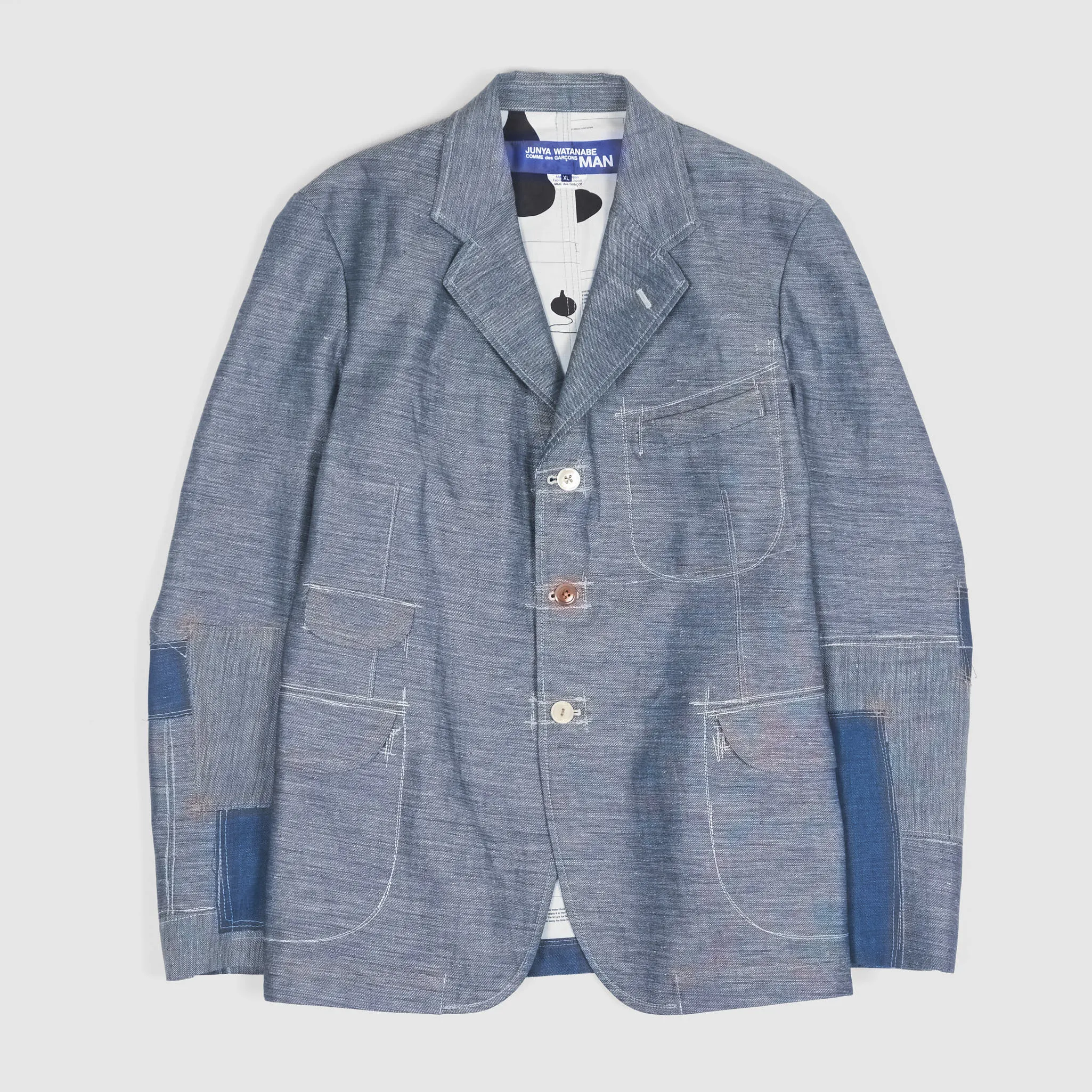 Junya Watanabe Man Summer Indigo Patchwork Blazer sold by DeeCee style