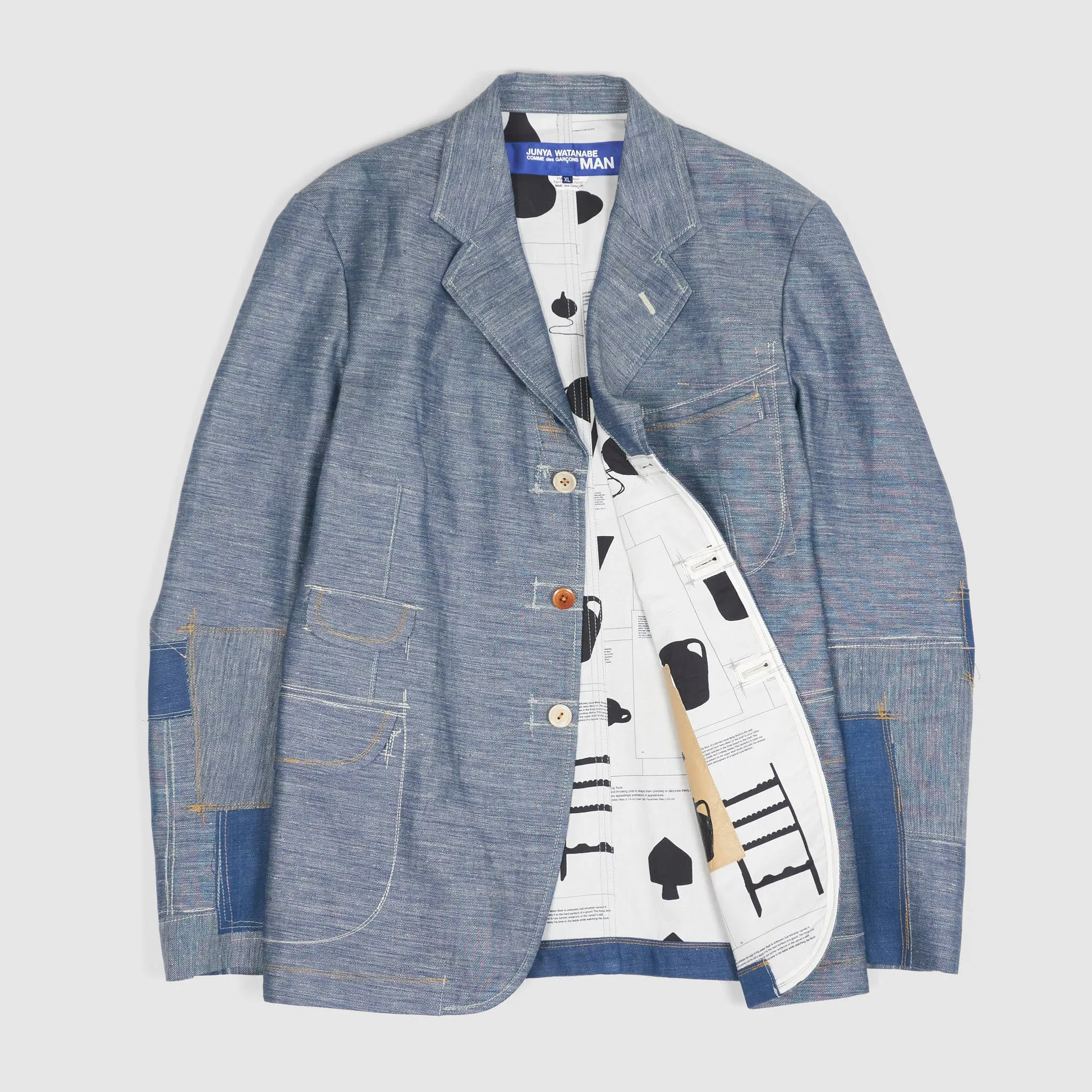 Junya Watanabe Man Summer Indigo Patchwork Blazer sold by DeeCee style product image thumbnail 2