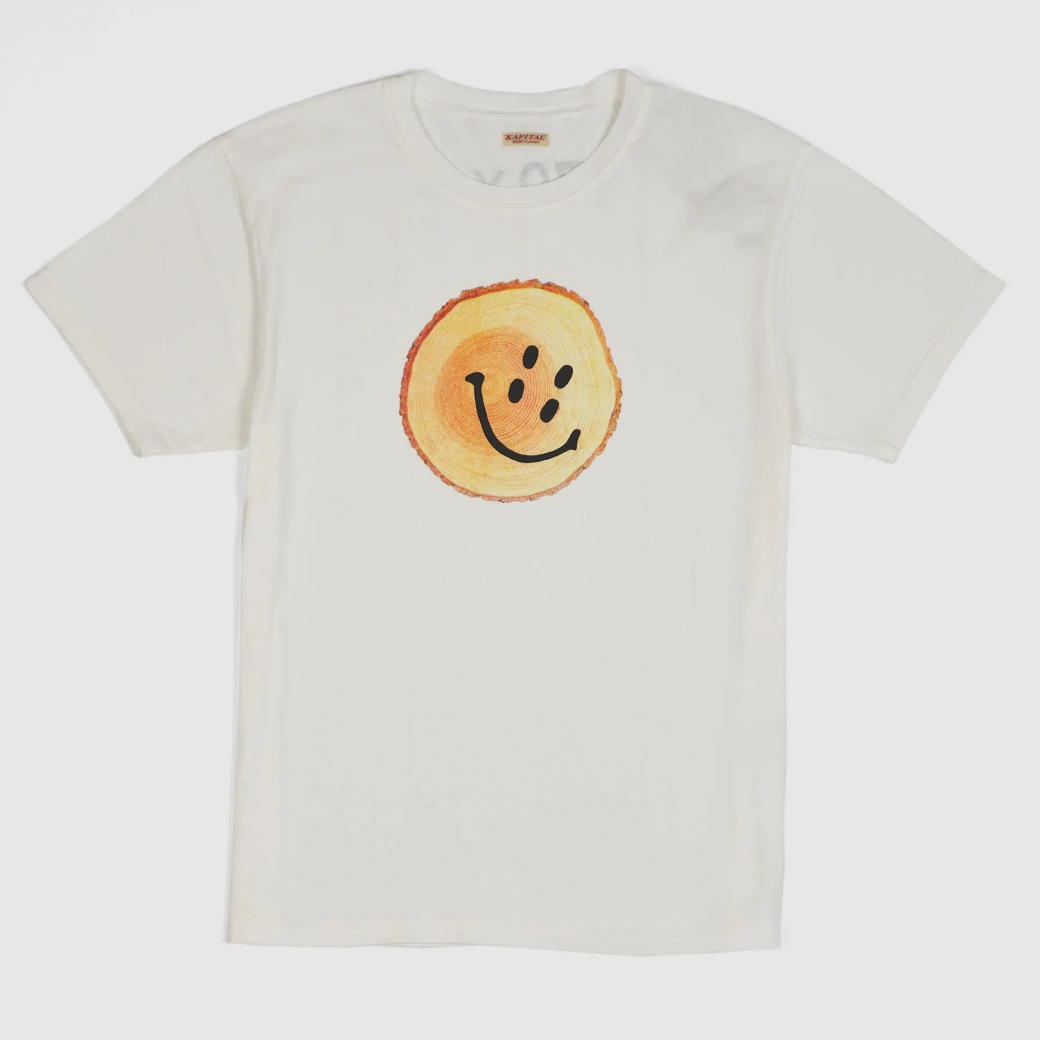 Kapital Smiley-Wood Crew Neck Printed Basic T-Shirt sold by DeeCee style