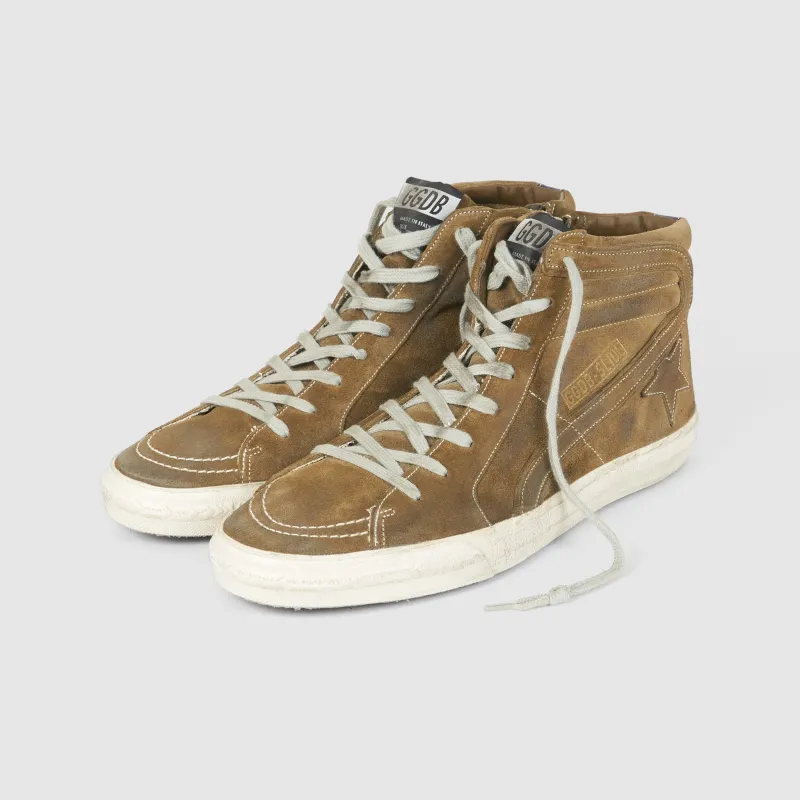 Golden Goose Beige Suede Slide Sneakers sold by DeeCee style