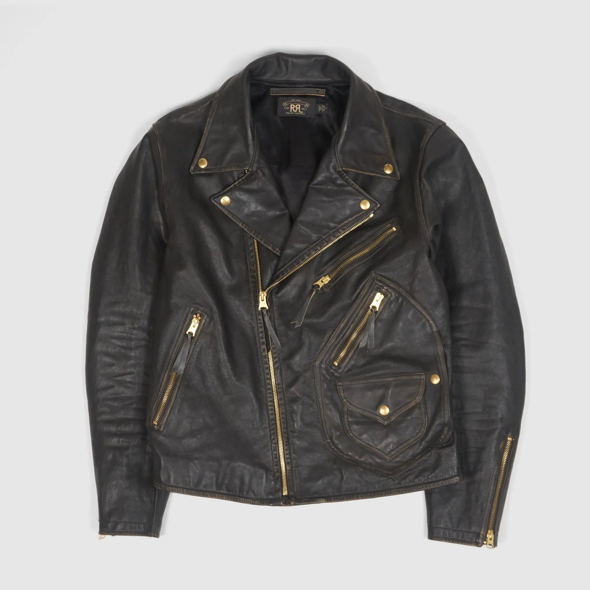 Double RL Perfecto Marshall D-Pocket Leather Jacket sold by DeeCee style