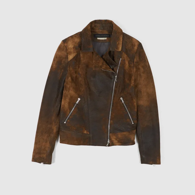 Ventcouvert Ladies Vintage Leather Biker Jacket sold by DeeCee style