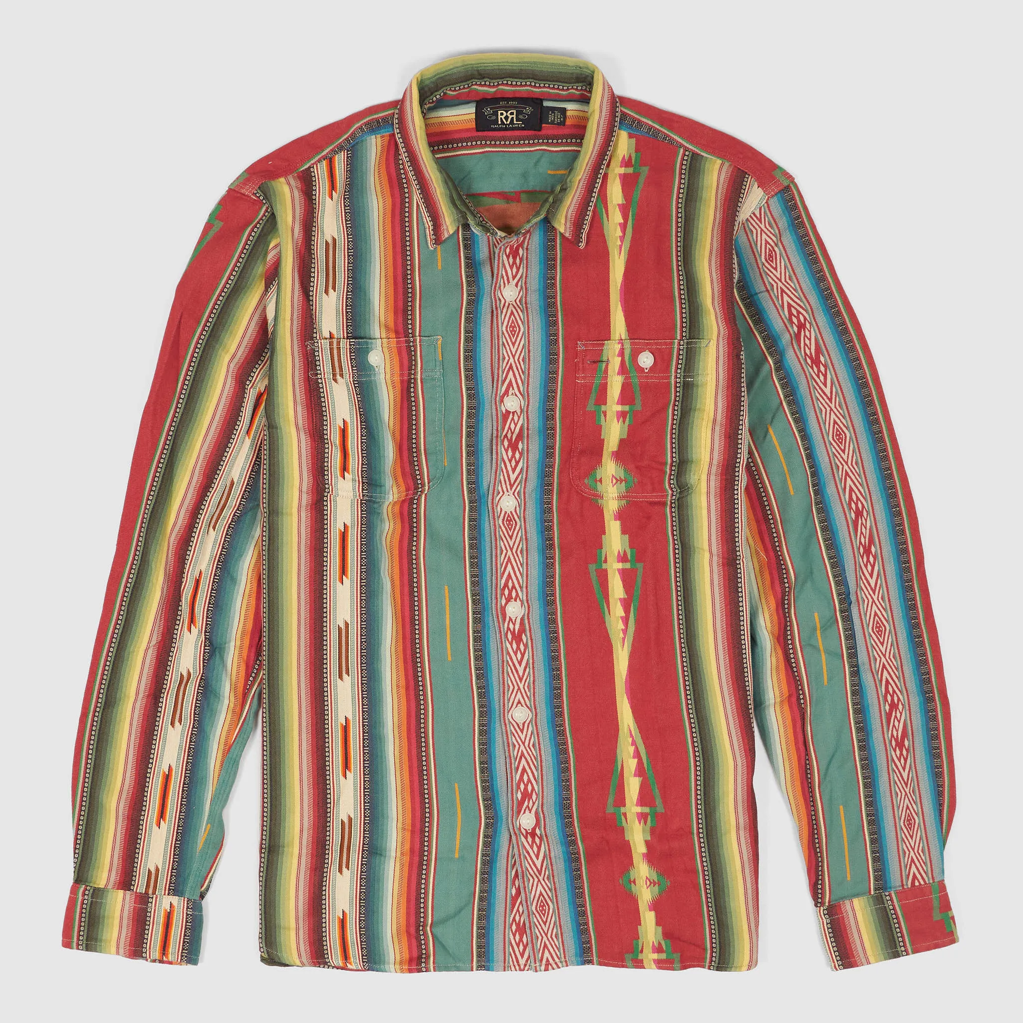 Double RL Long Sleeve Native Striped Jacquard Work Shirt sold by DeeCee style