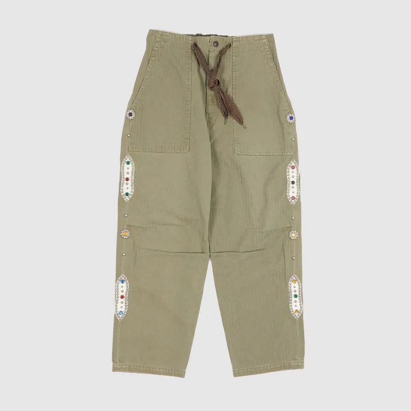Kapital Studded Herringbone Easy Fatigue Pant sold by DeeCee style
