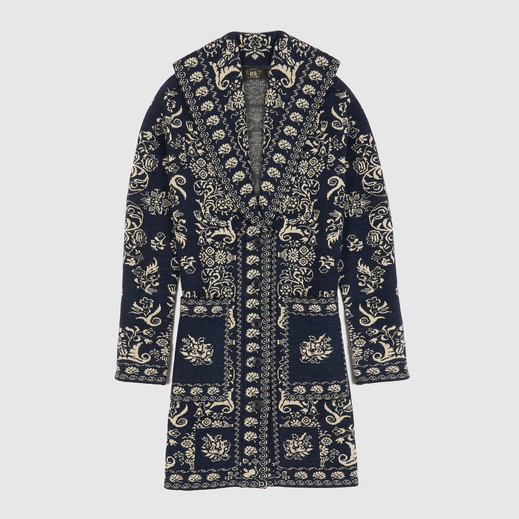 Double RL Ladies Duster Jacquard Cardigan sold by DeeCee style